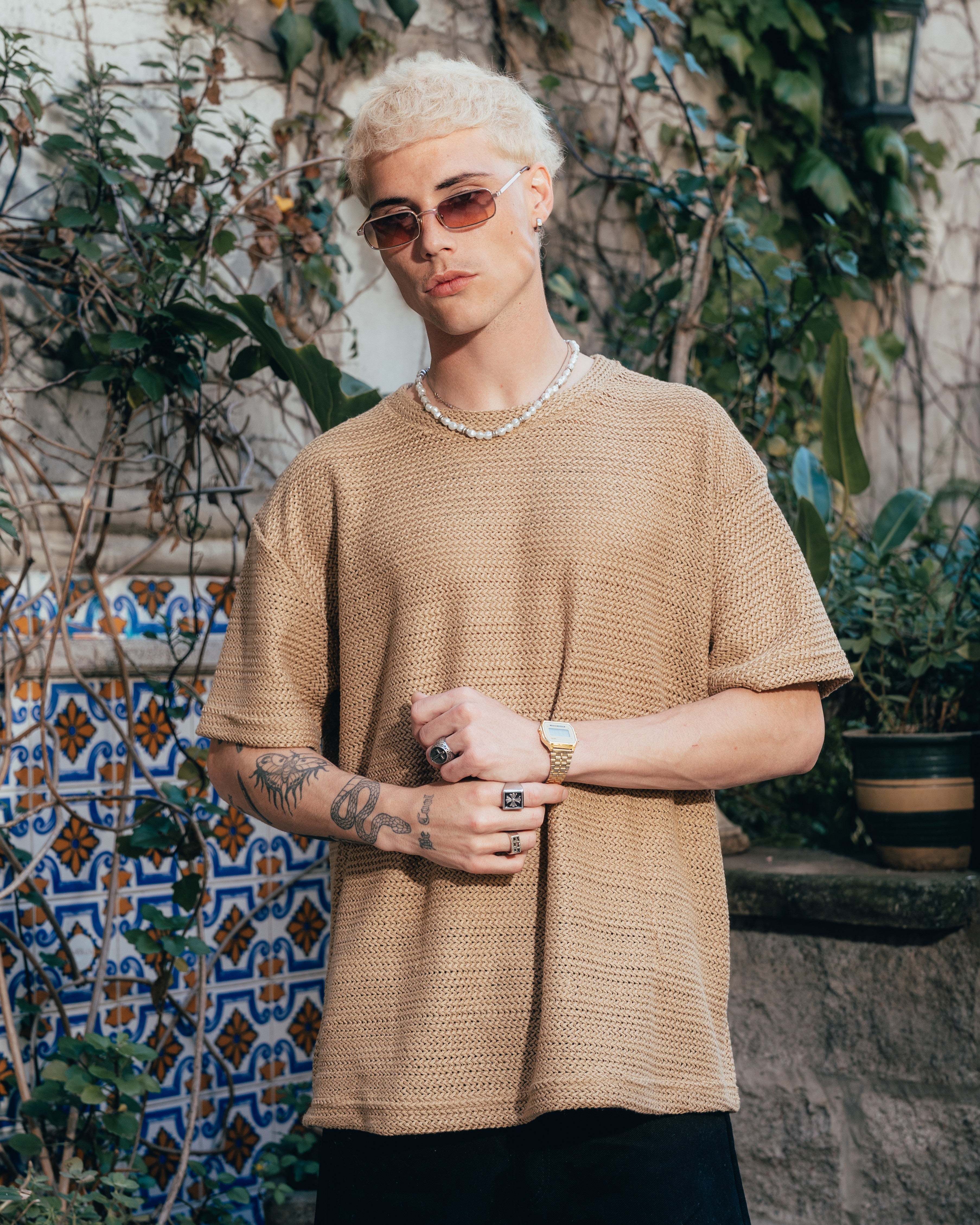REMERA OVERSIZED TEJIDA [ PRIMARI ] MOSTAZA