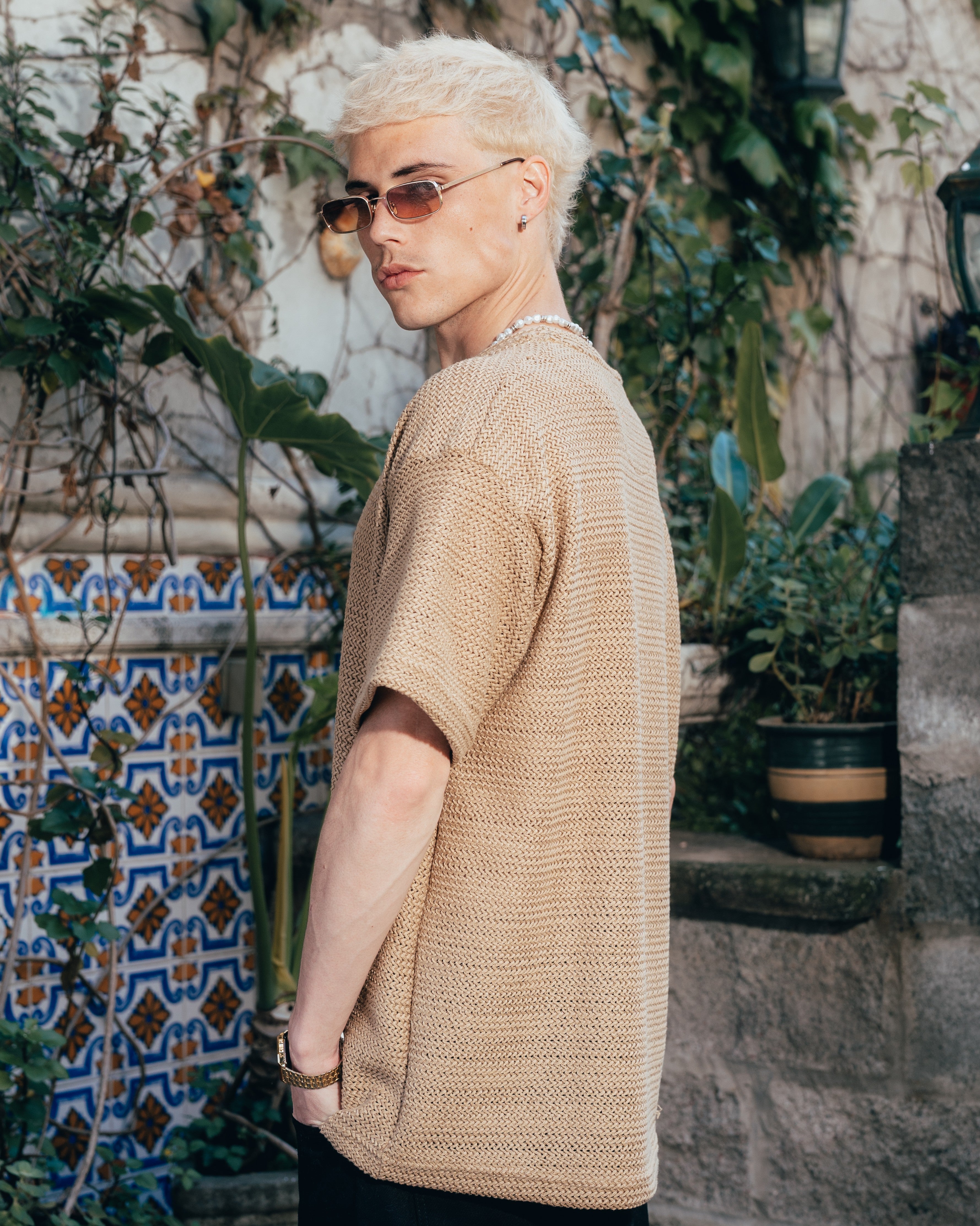 REMERA OVERSIZED TEJIDA [ PRIMARI ] MOSTAZA