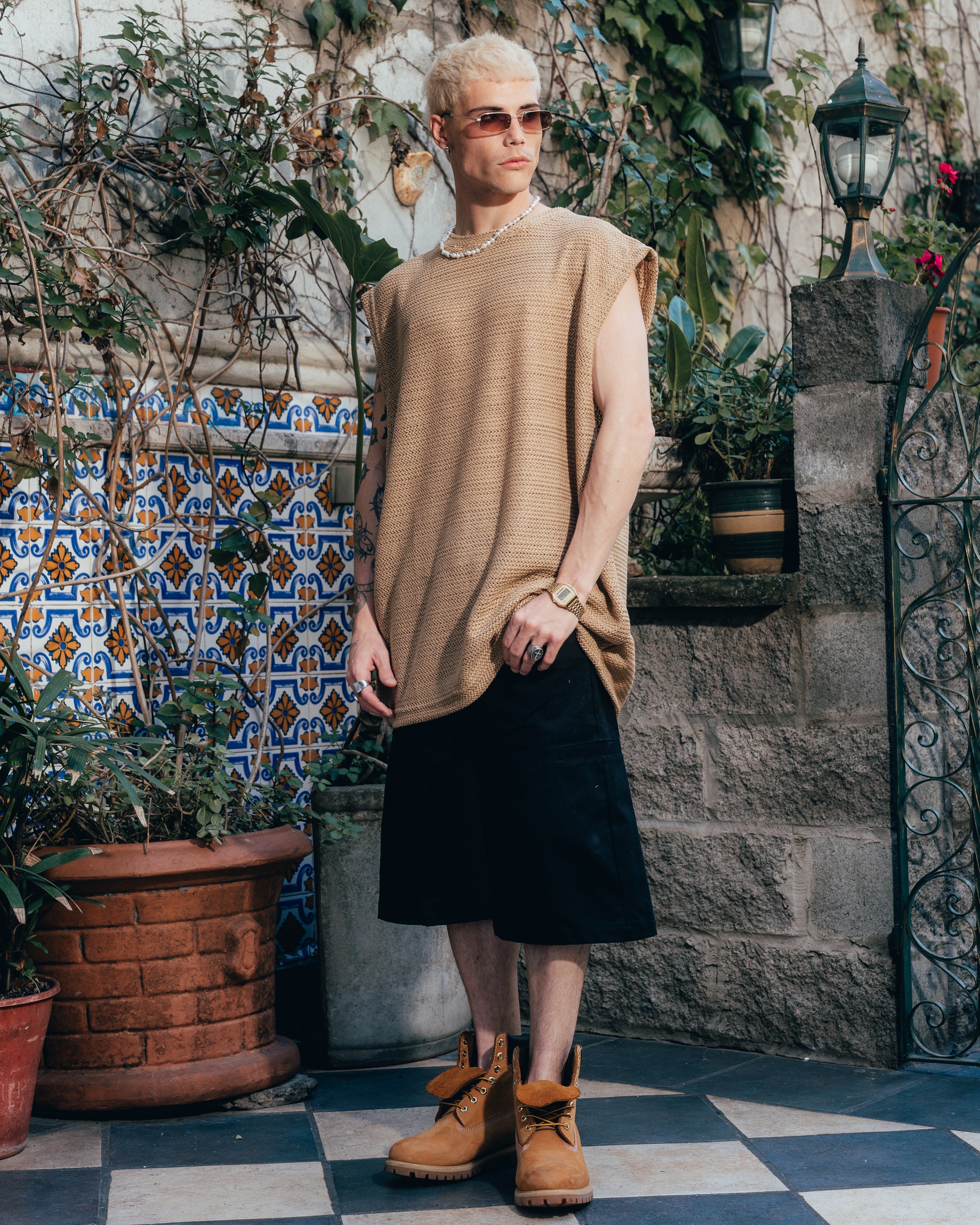 MUSCULOSA OVERSIZED TEJIDA [ PRIMARI ] MOSTAZA