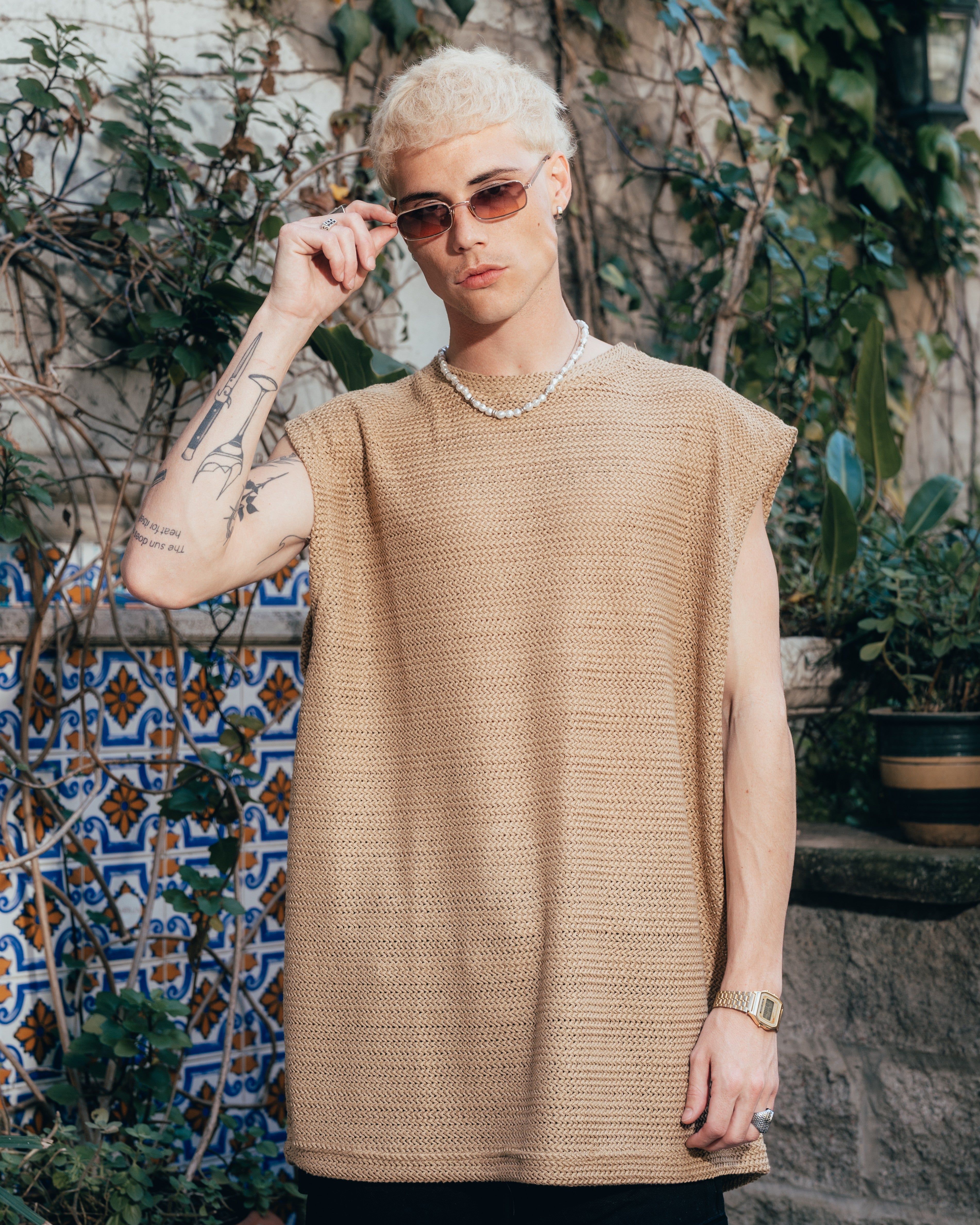 MUSCULOSA OVERSIZED TEJIDA [ PRIMARI ] MOSTAZA