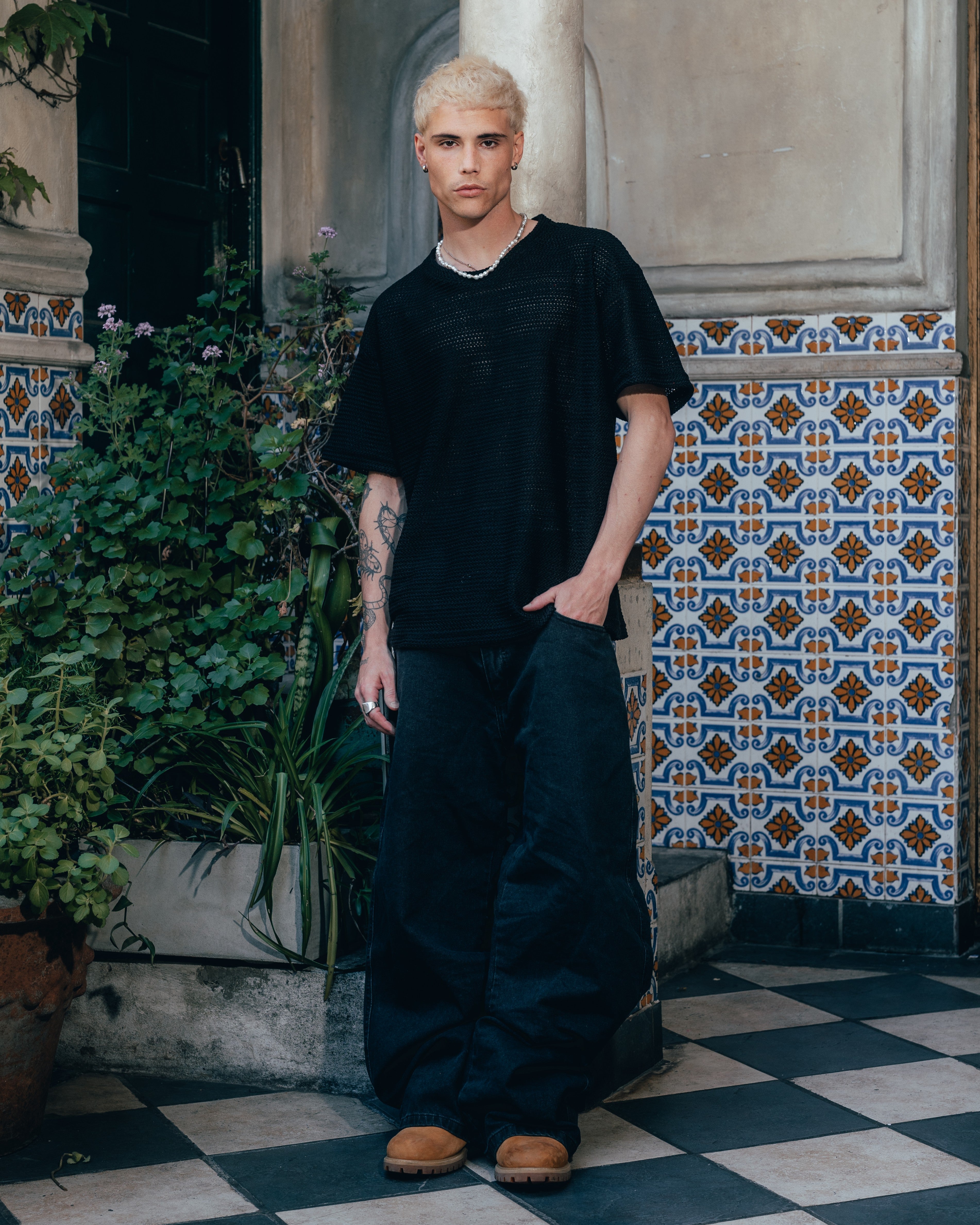 REMERA OVERSIZED TEJIDA [ PRIMARI ] BLACK