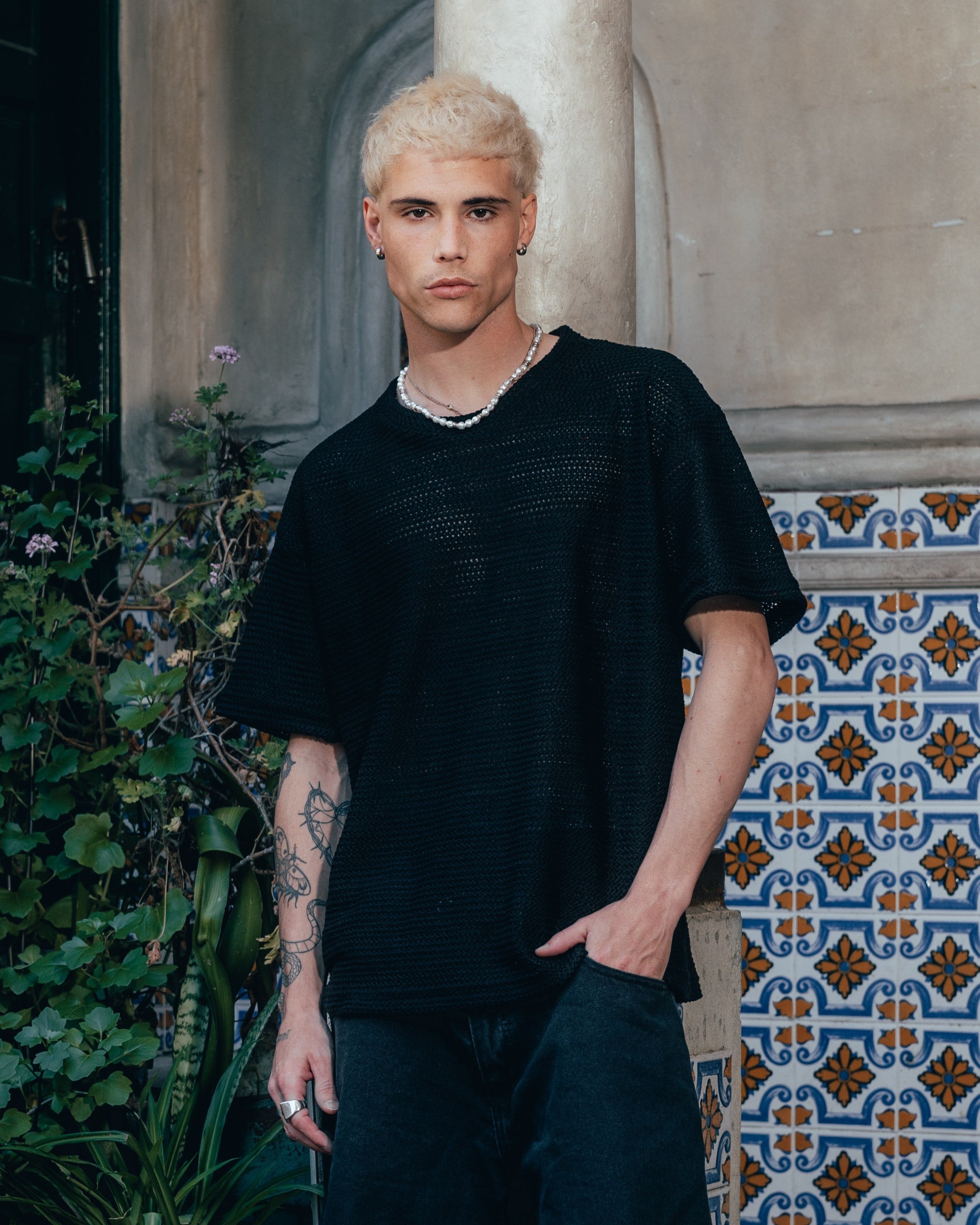 REMERA OVERSIZED TEJIDA [ PRIMARI ] BLACK