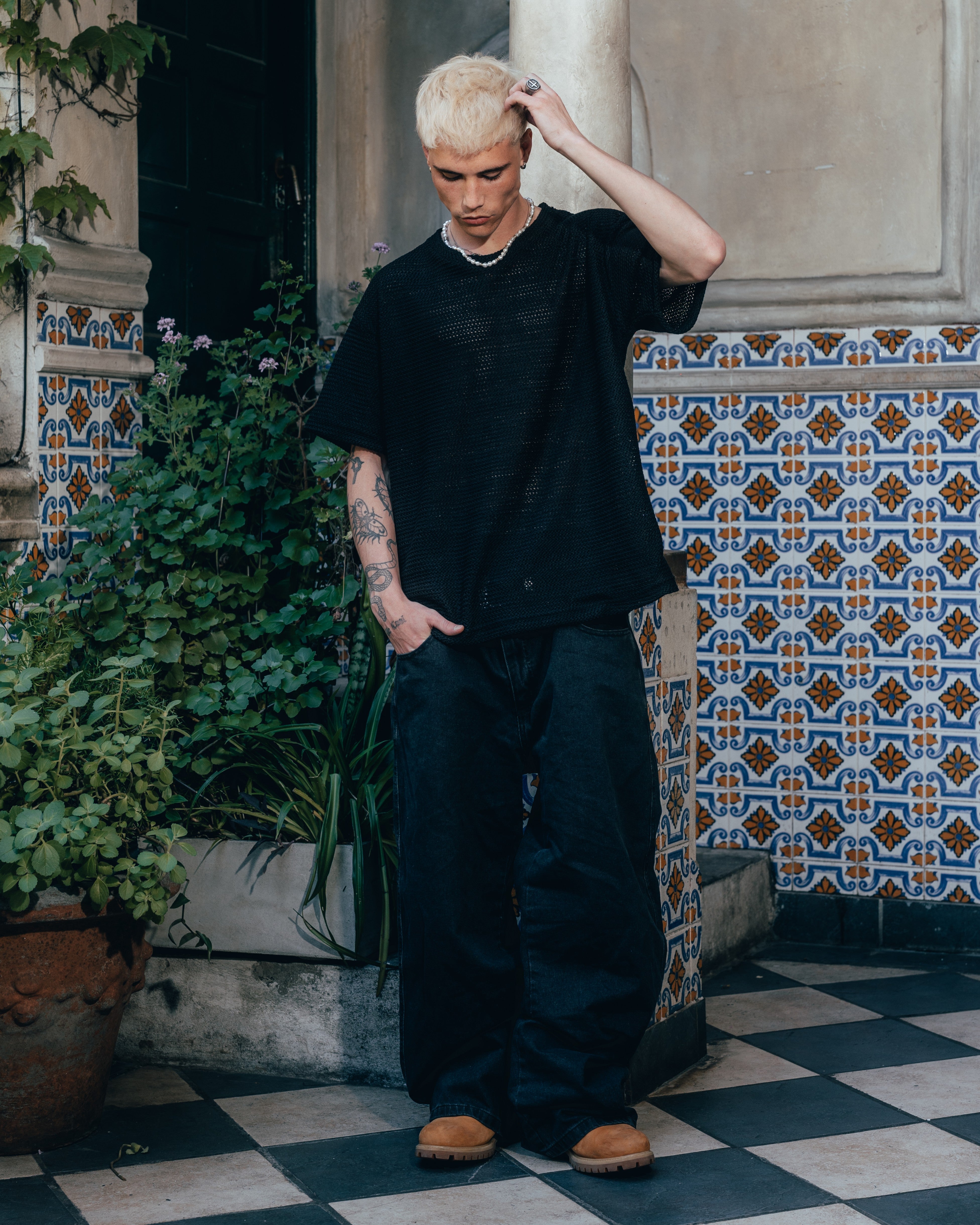 REMERA OVERSIZED TEJIDA [ PRIMARI ] BLACK