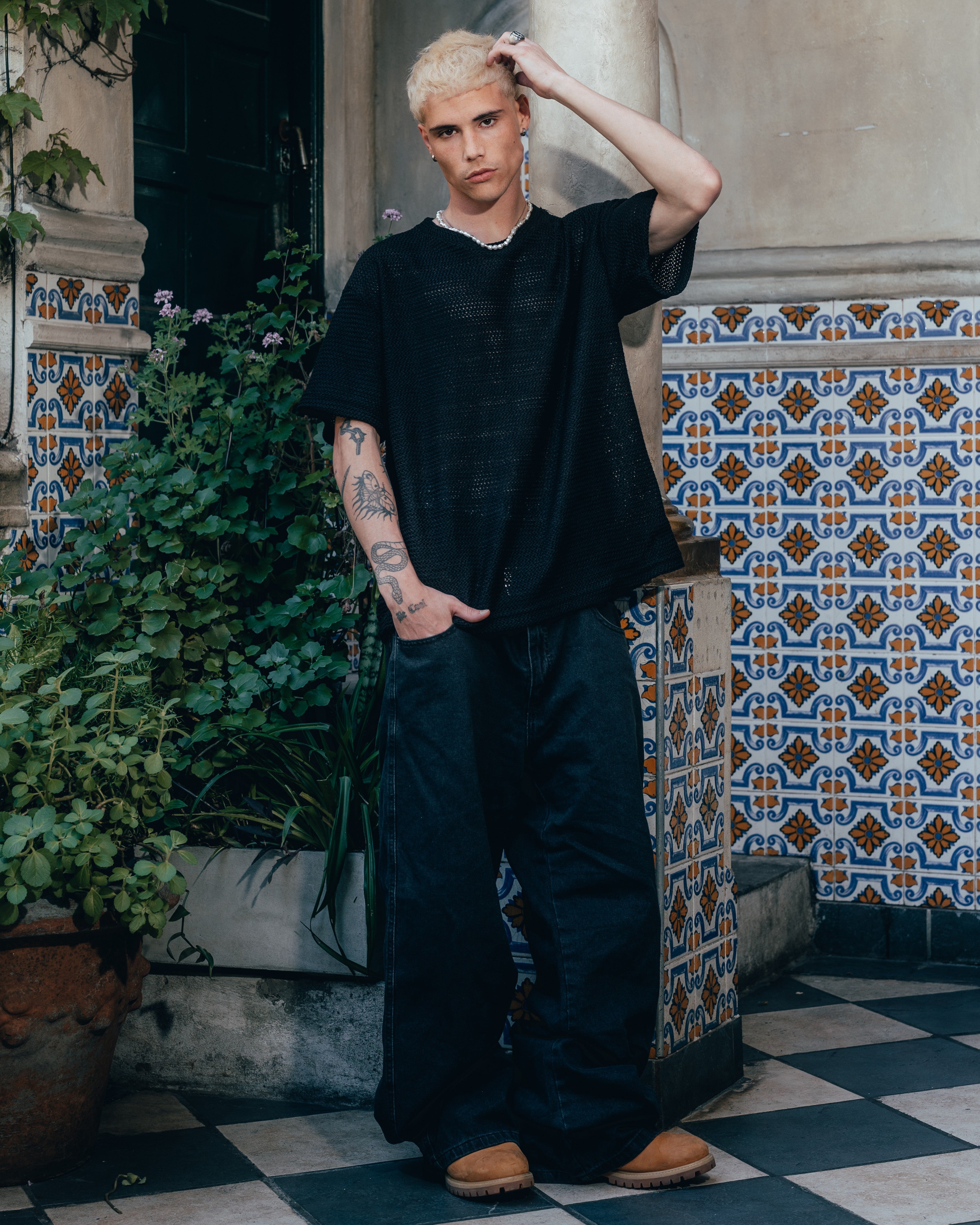 REMERA OVERSIZED TEJIDA [ PRIMARI ] BLACK