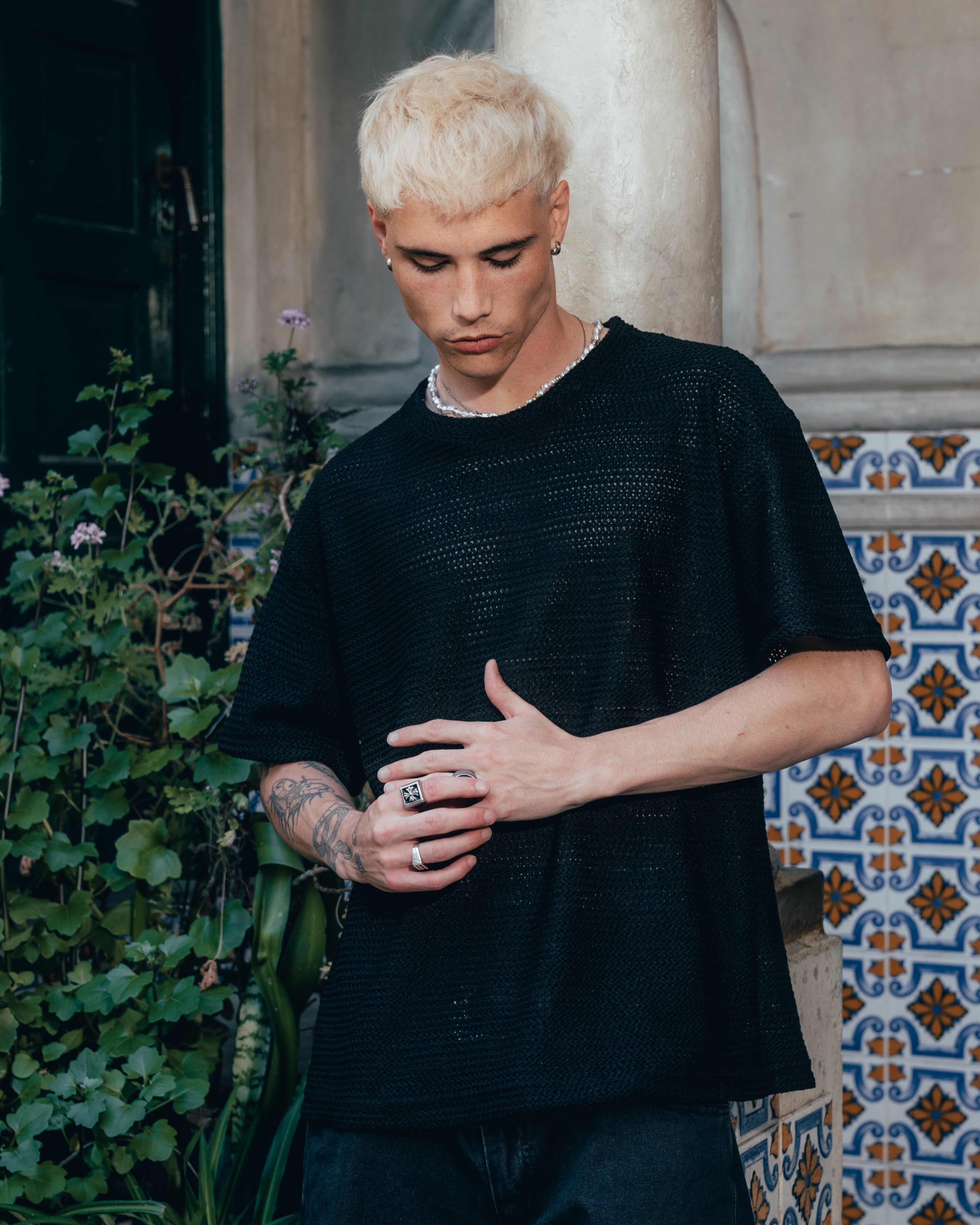REMERA OVERSIZED TEJIDA [ PRIMARI ] BLACK