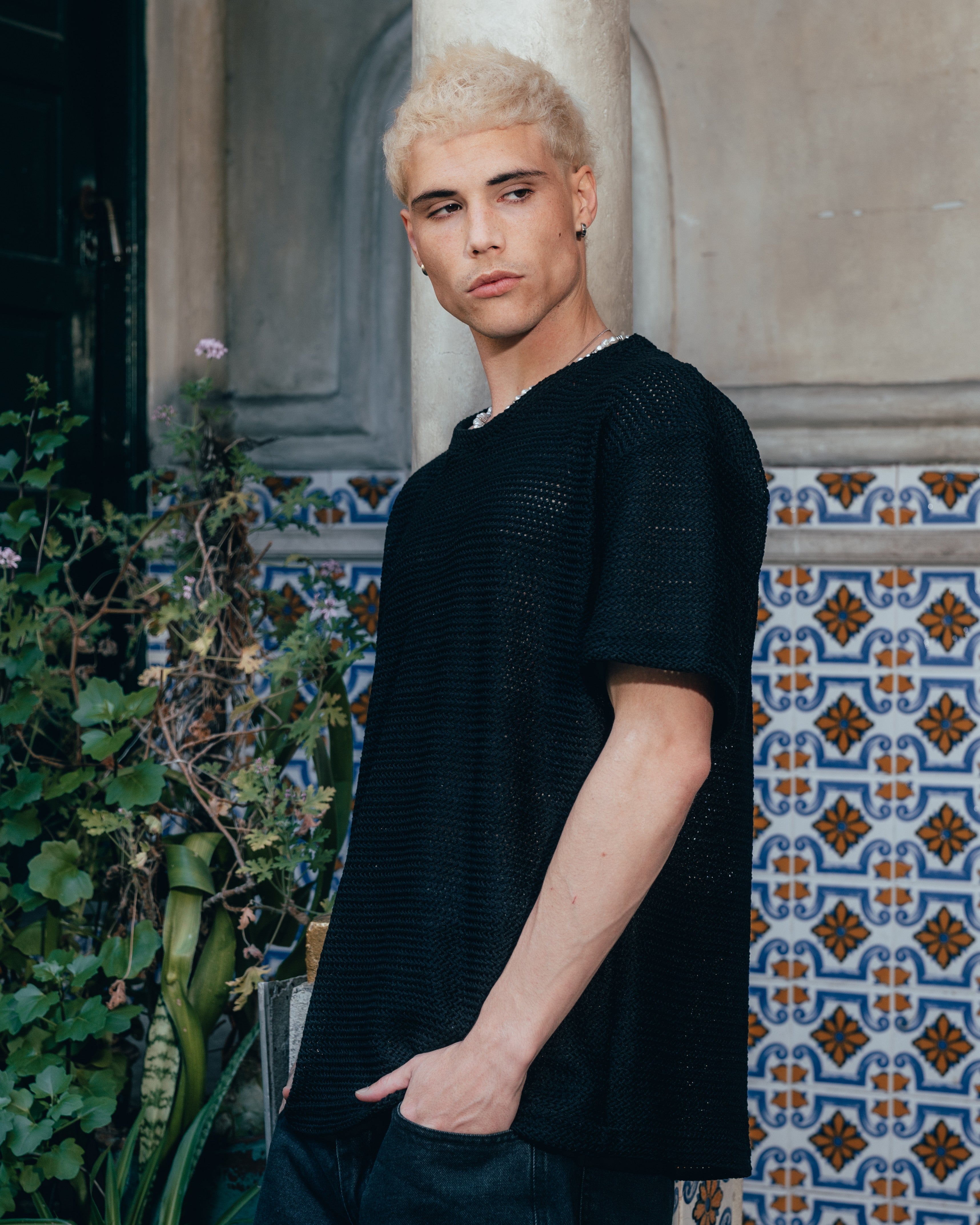 REMERA OVERSIZED TEJIDA [ PRIMARI ] BLACK