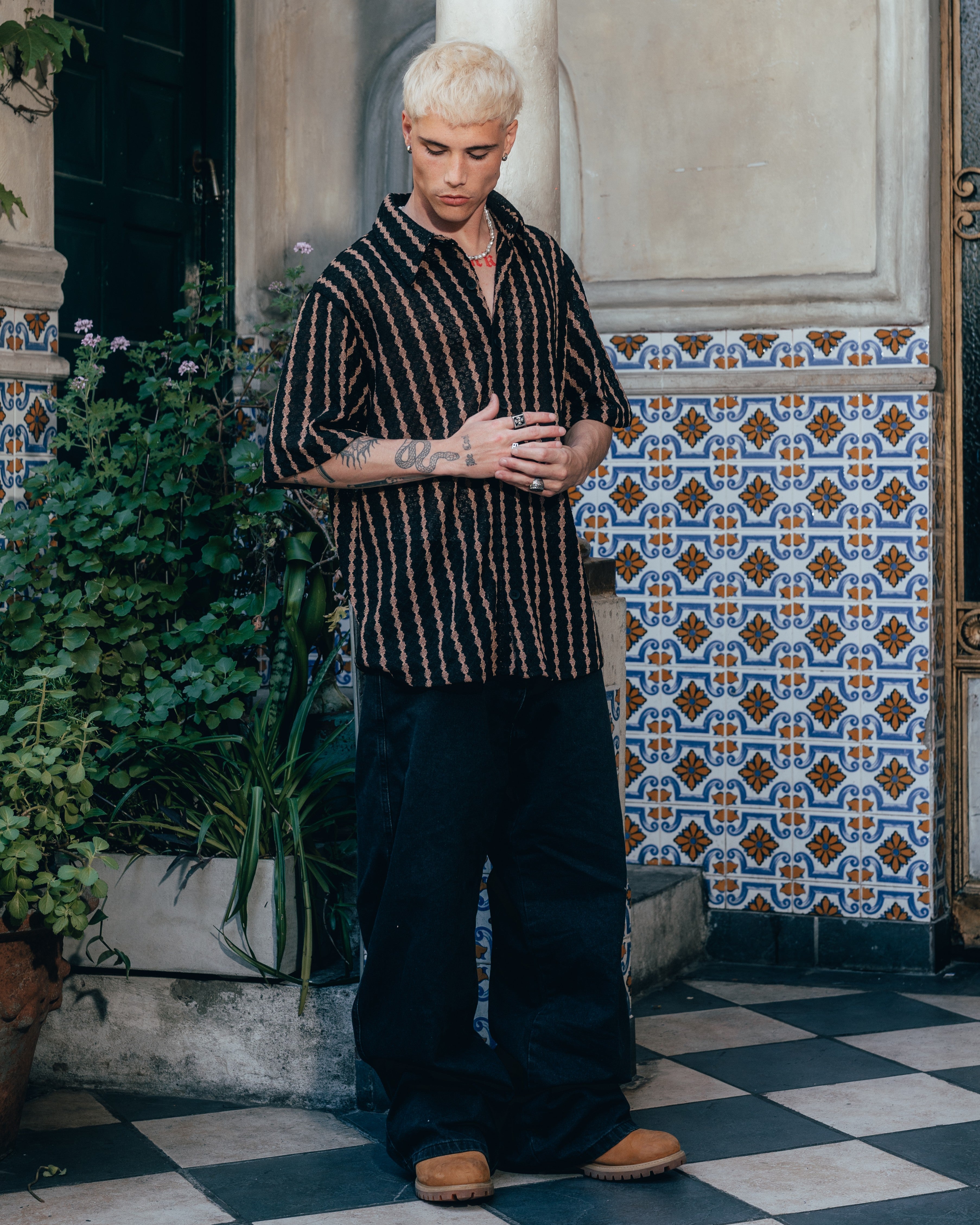 CAMISA TEJIDA RAYADA [ PRIMARI ] BLACK