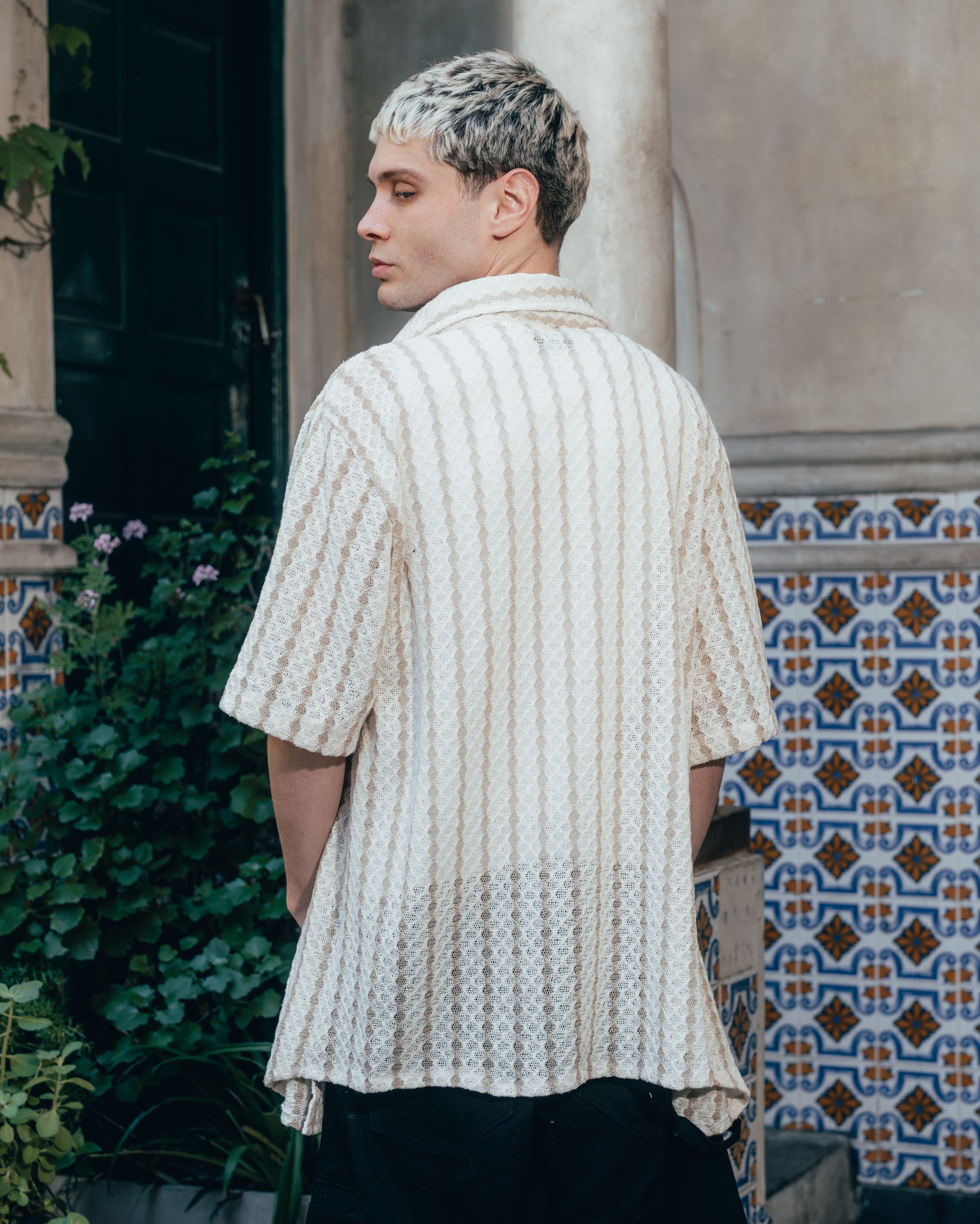 CAMISA TEJIDA RAYADA [ PRIMARI ] BEIGE