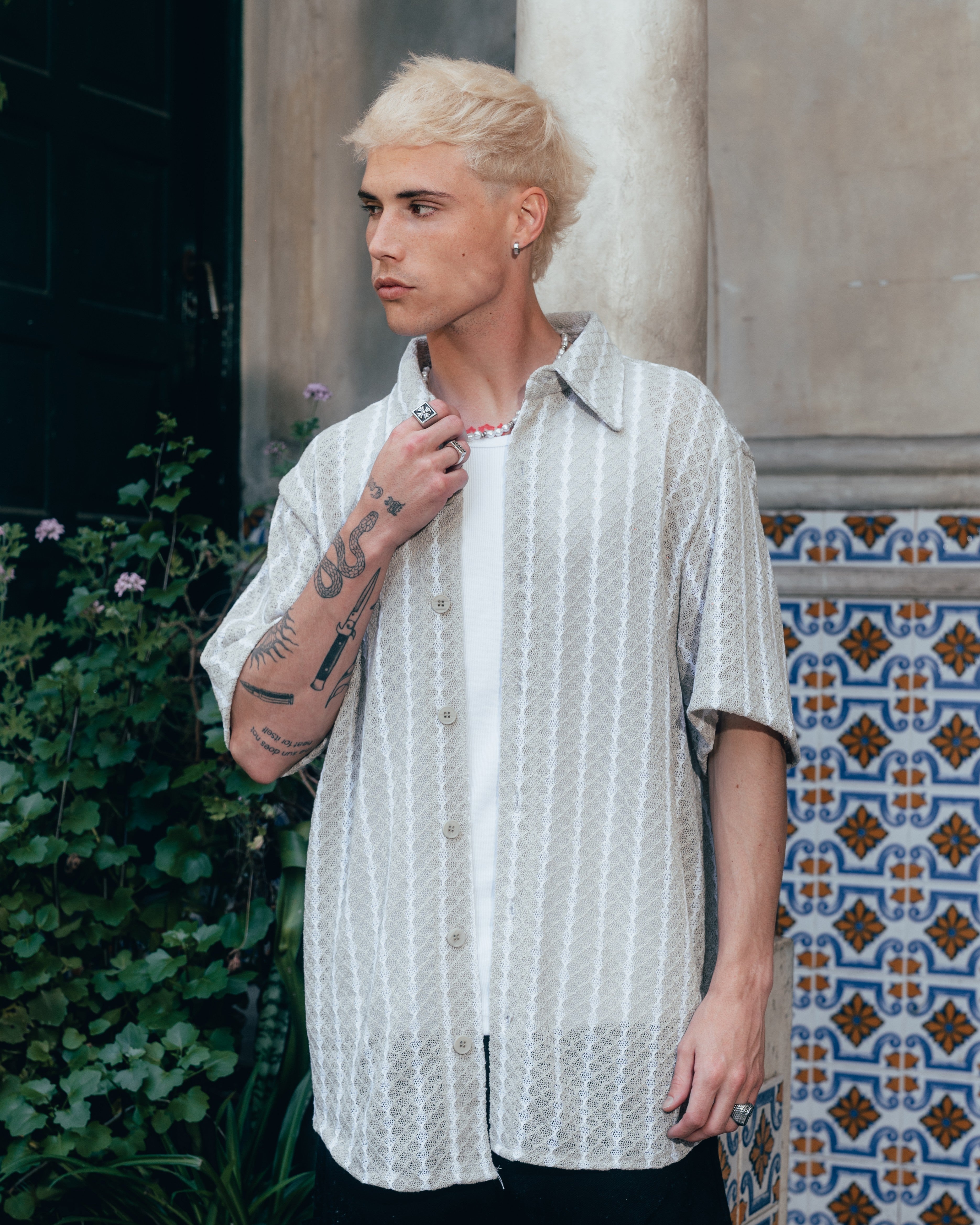 CAMISA TEJIDA RAYADA [ PRIMARI ] GREEN
