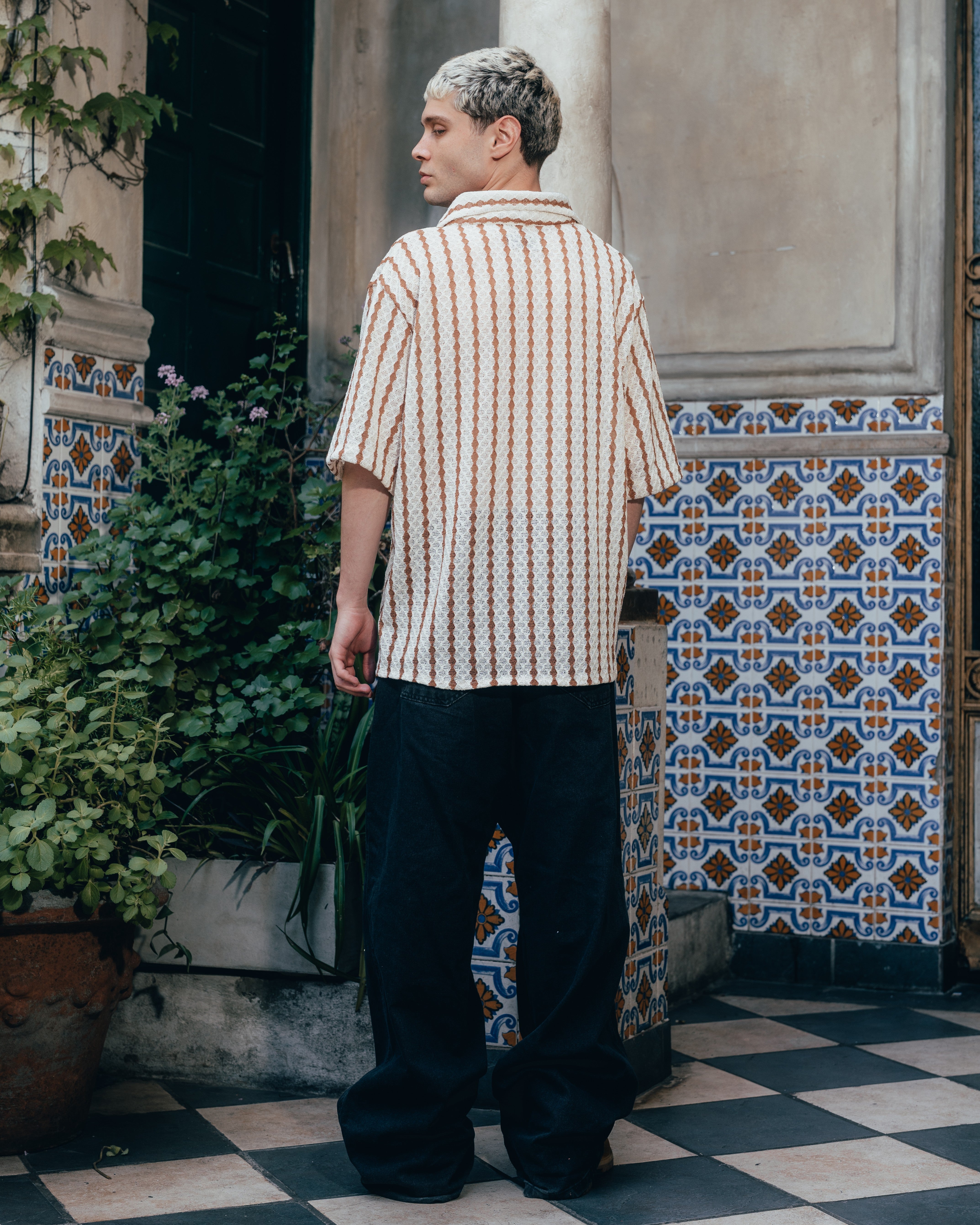 CAMISA TEJIDA RAYADA [ PRIMARI ] BROWN