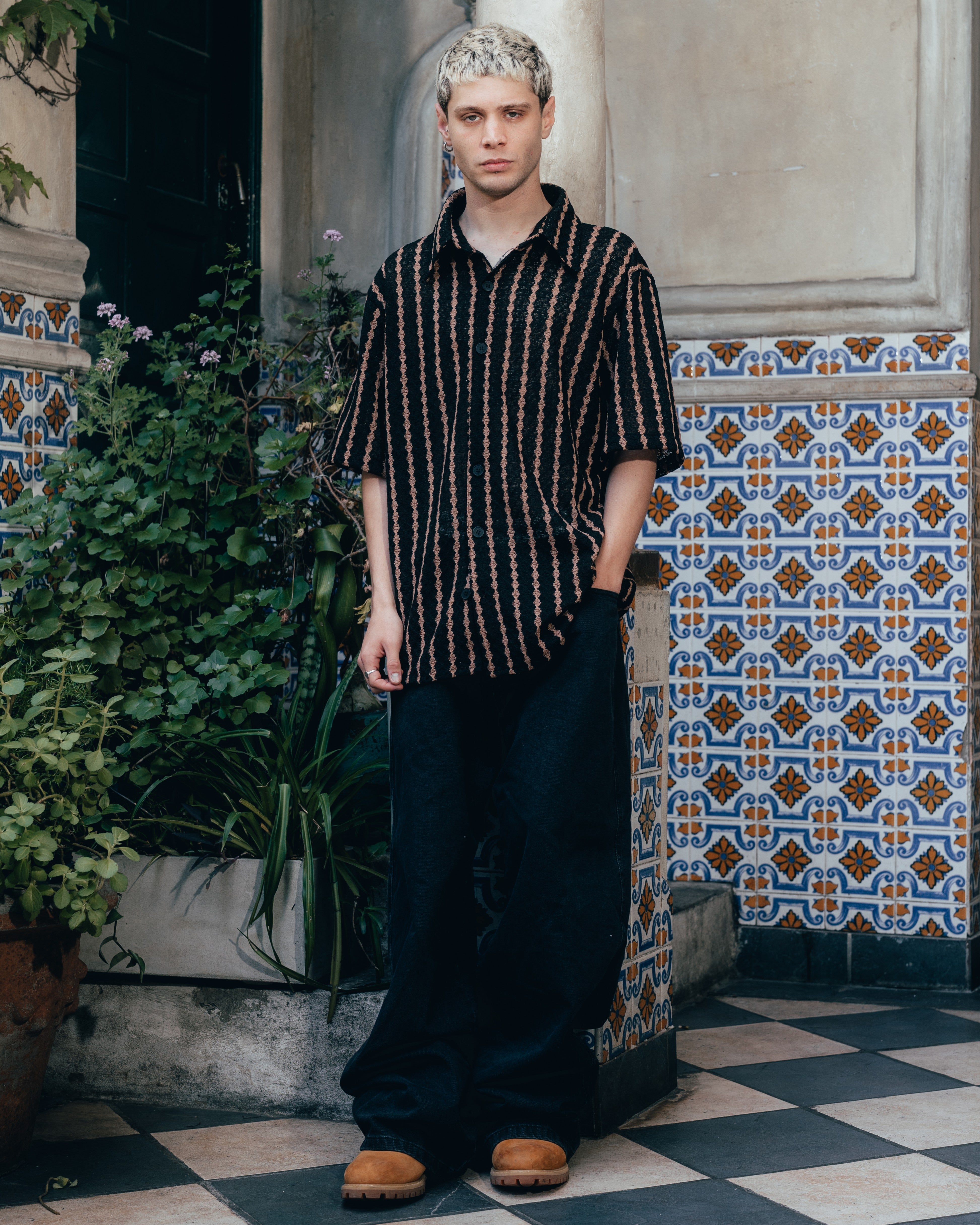 CAMISA TEJIDA RAYADA [ PRIMARI ] BLACK