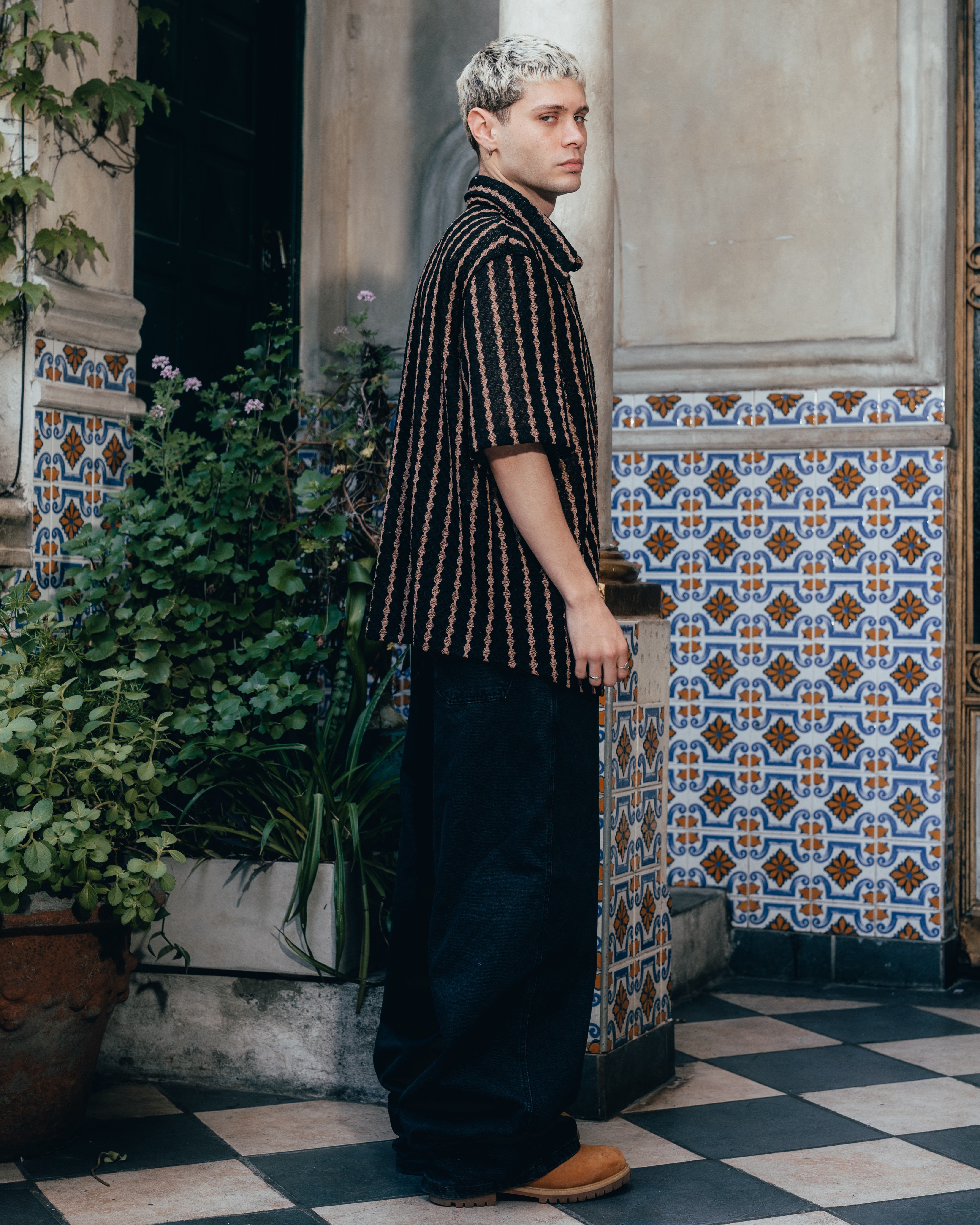 CAMISA TEJIDA RAYADA [ PRIMARI ] BLACK