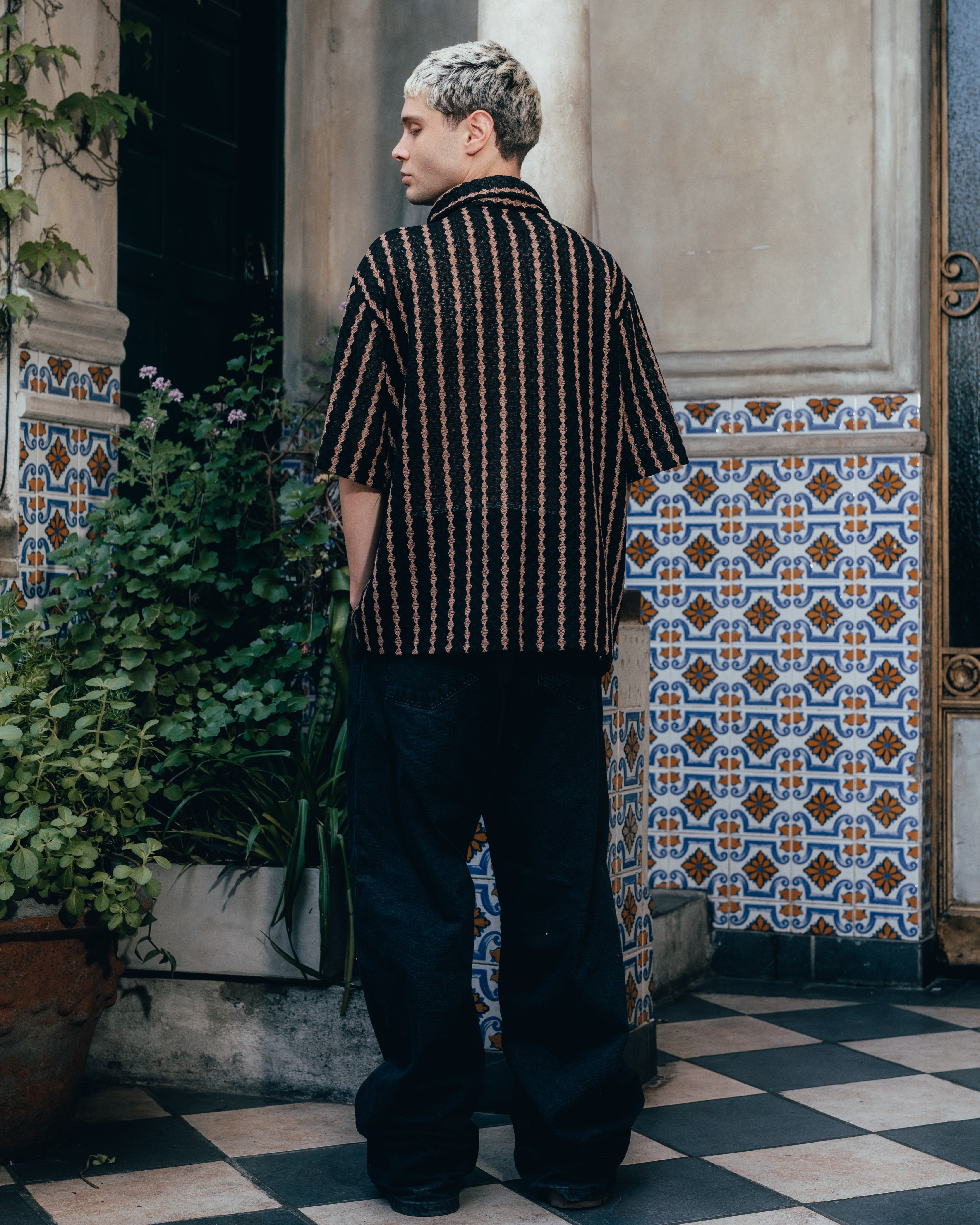 CAMISA TEJIDA RAYADA [ PRIMARI ] BLACK