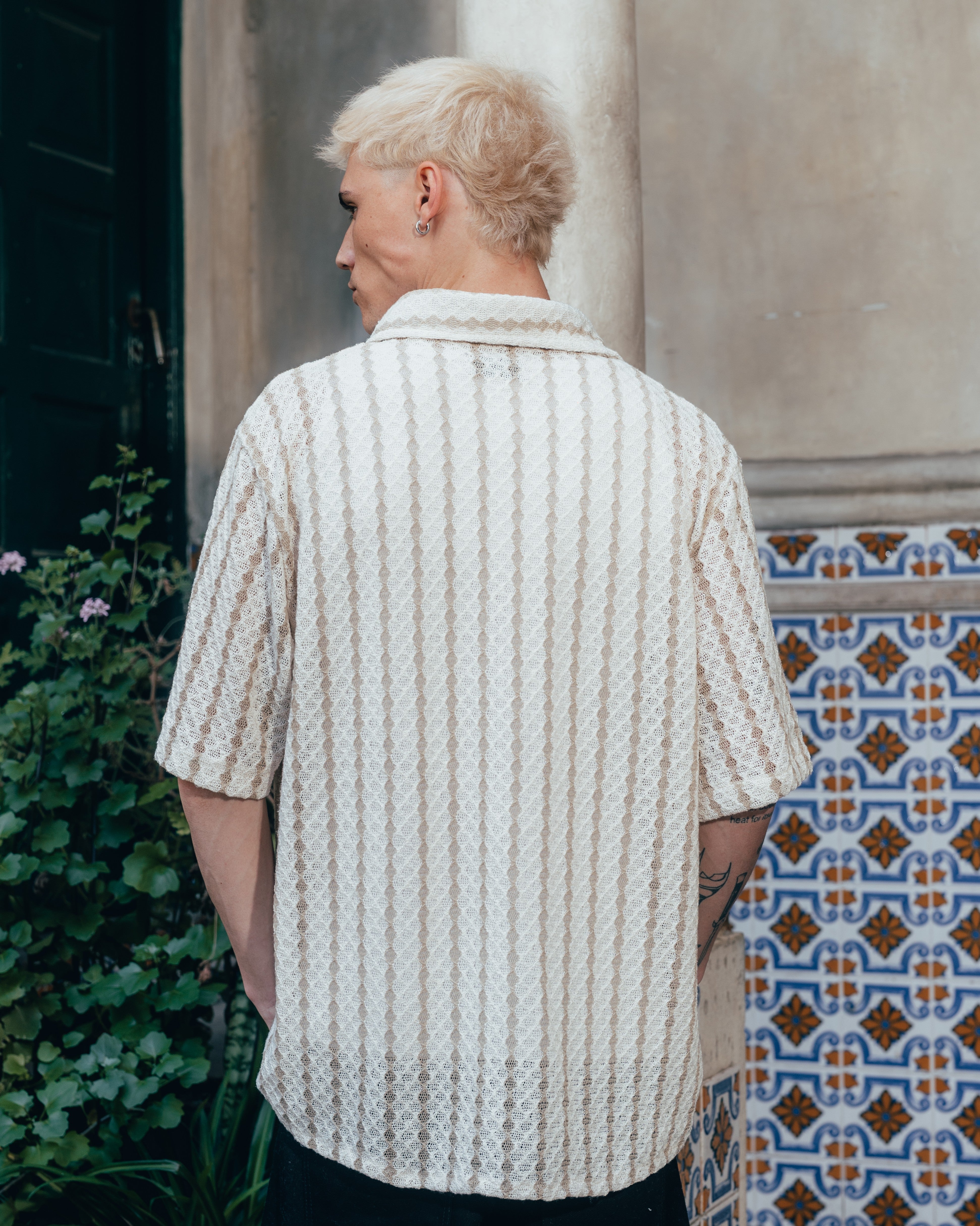 CAMISA TEJIDA RAYADA [ PRIMARI ] BEIGE