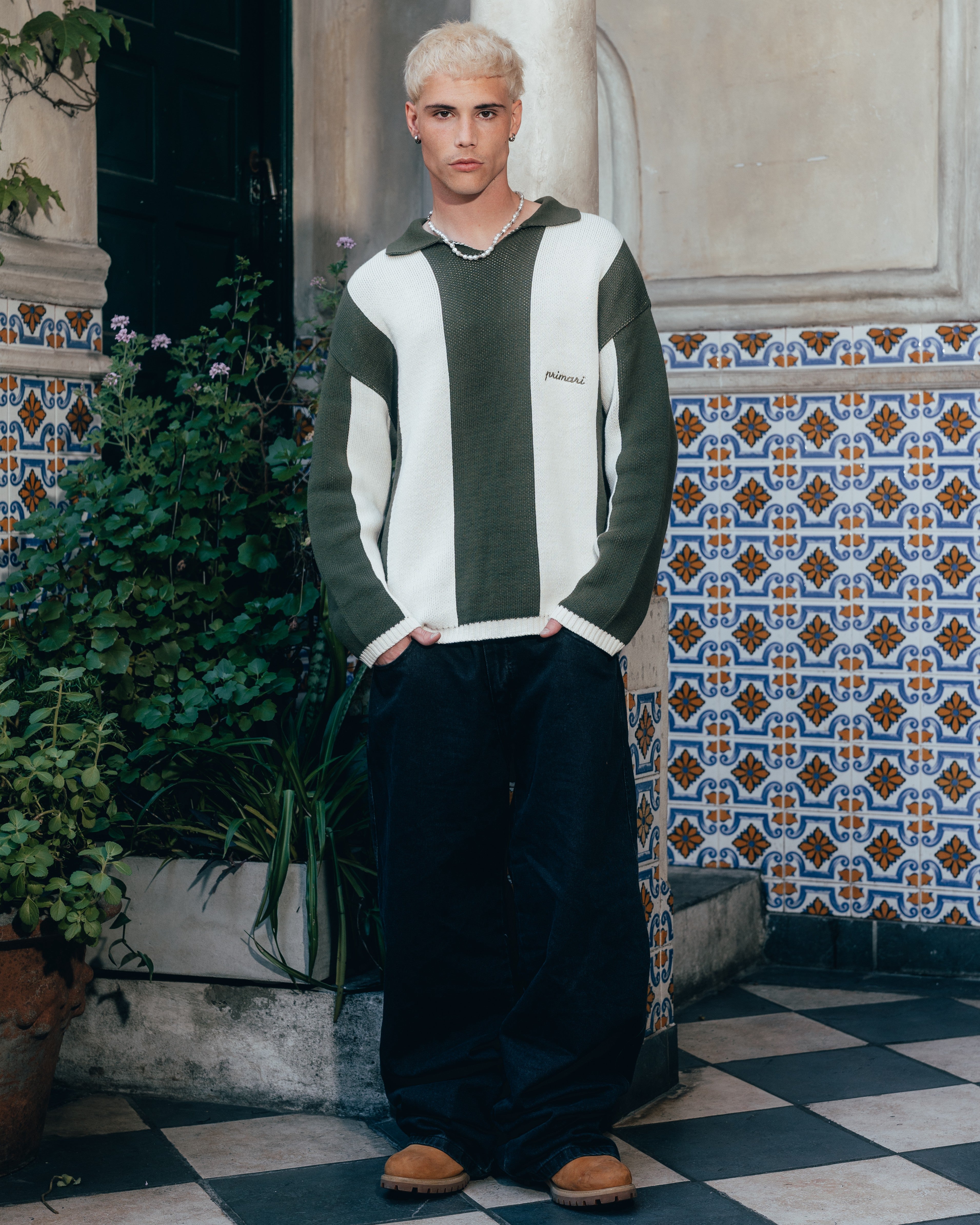 SWEATER POLO TEJIDO [ PRIMARI ] MOSS GREEN