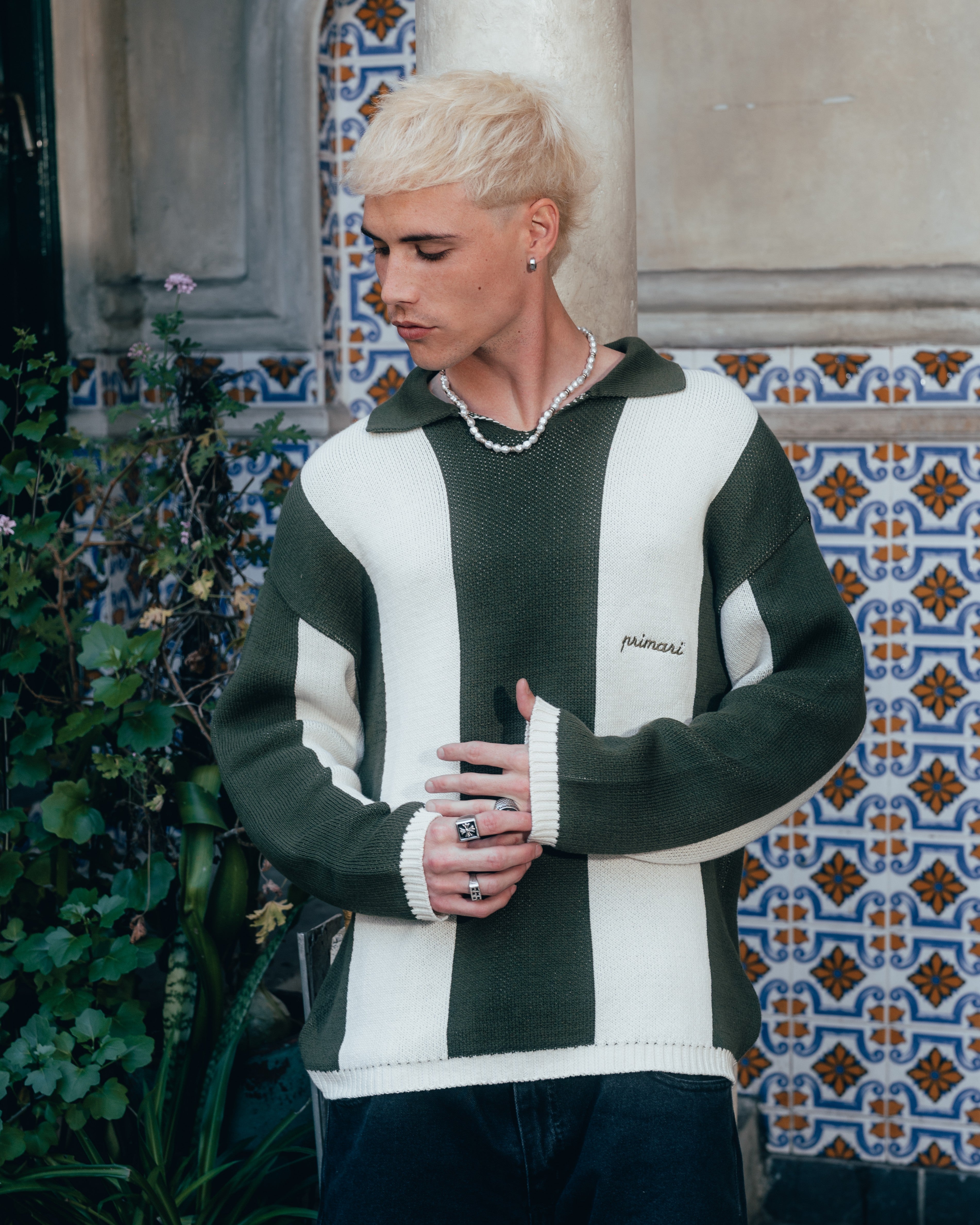 SWEATER POLO TEJIDO [ PRIMARI ] MOSS GREEN