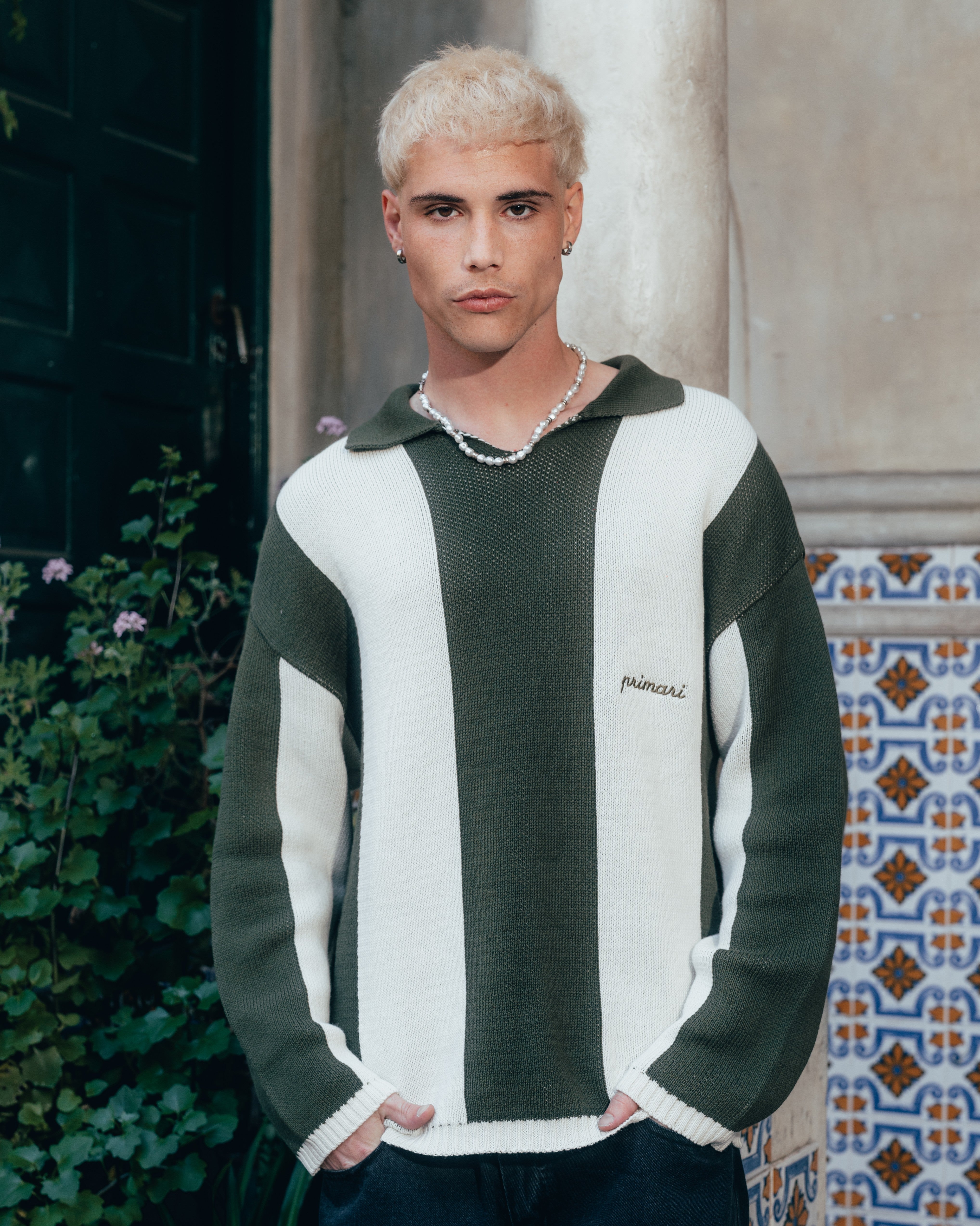 SWEATER POLO TEJIDO [ PRIMARI ] MOSS GREEN