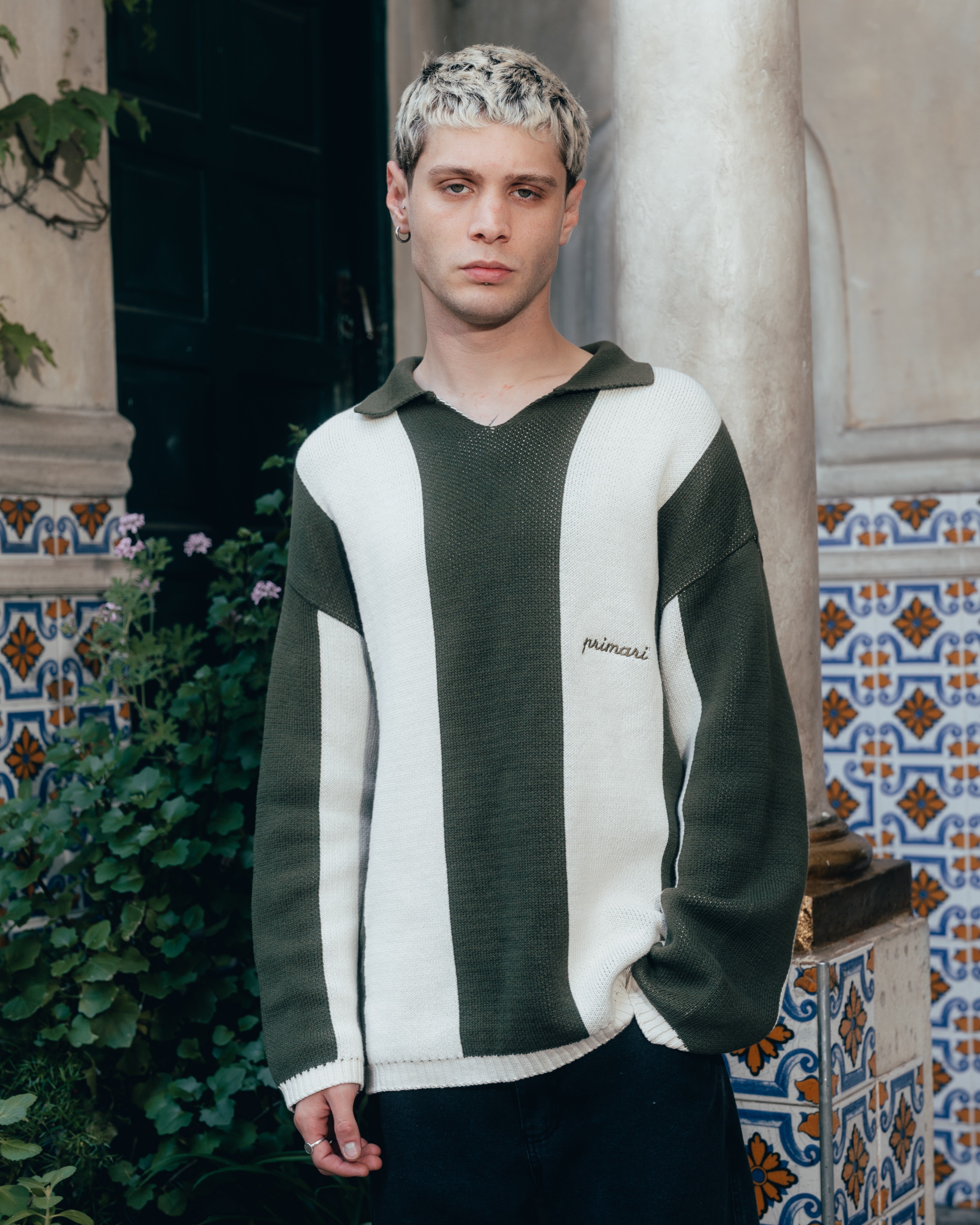 SWEATER POLO TEJIDO [ PRIMARI ] MOSS GREEN