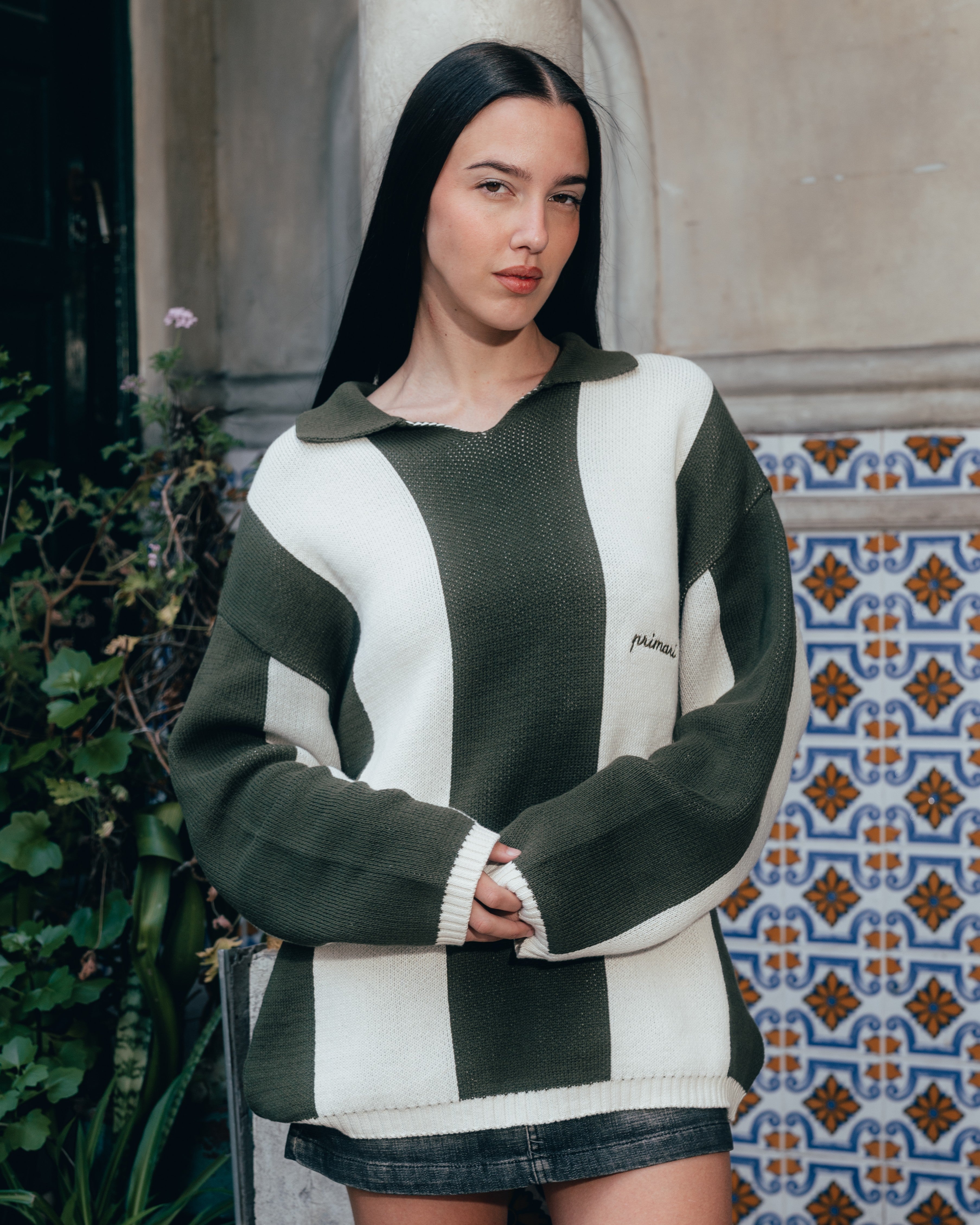 SWEATER POLO TEJIDO [ PRIMARI ] MOSS GREEN