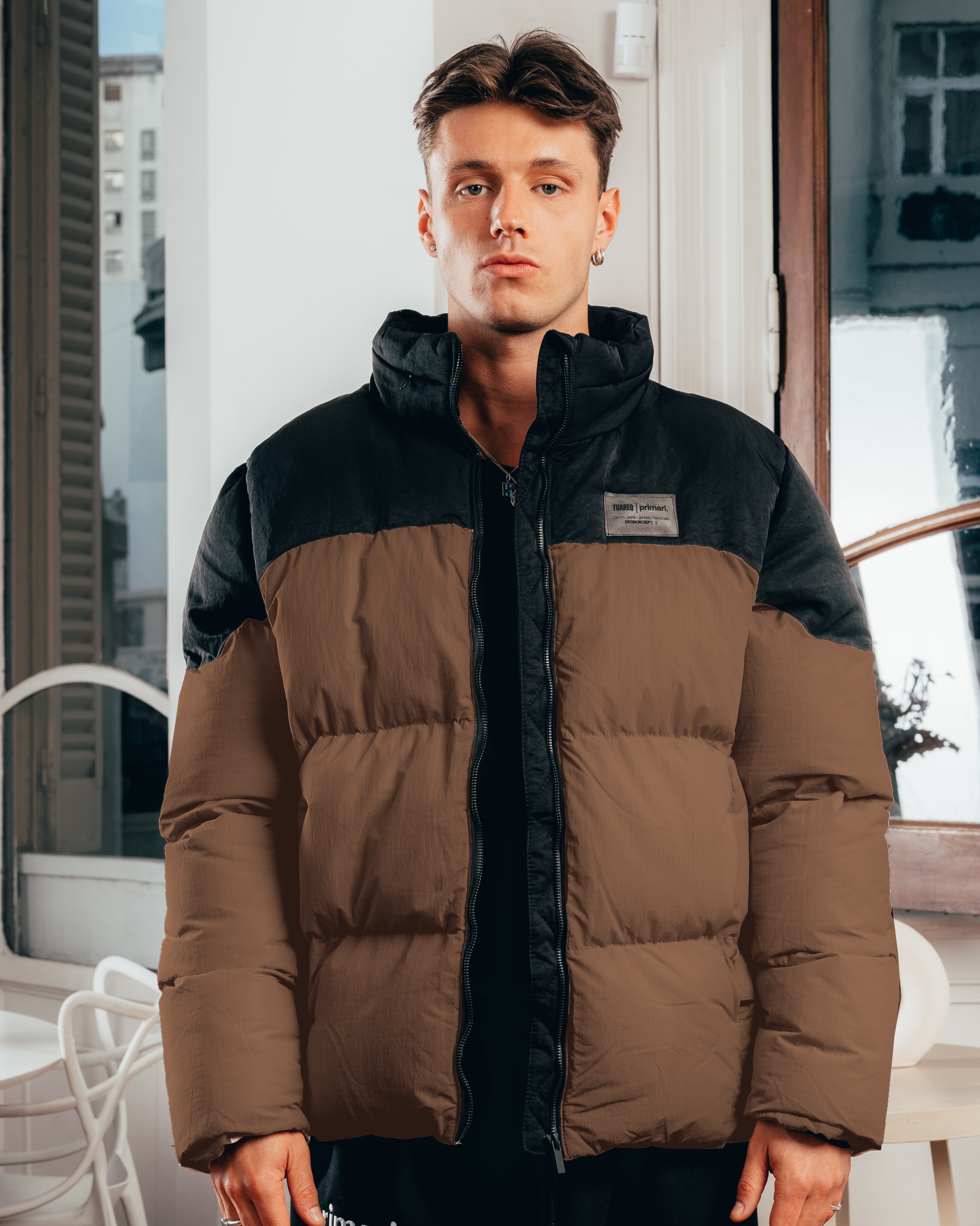CAMPERA PUFFER [ PRIMARI ] BICOLOR BROWN