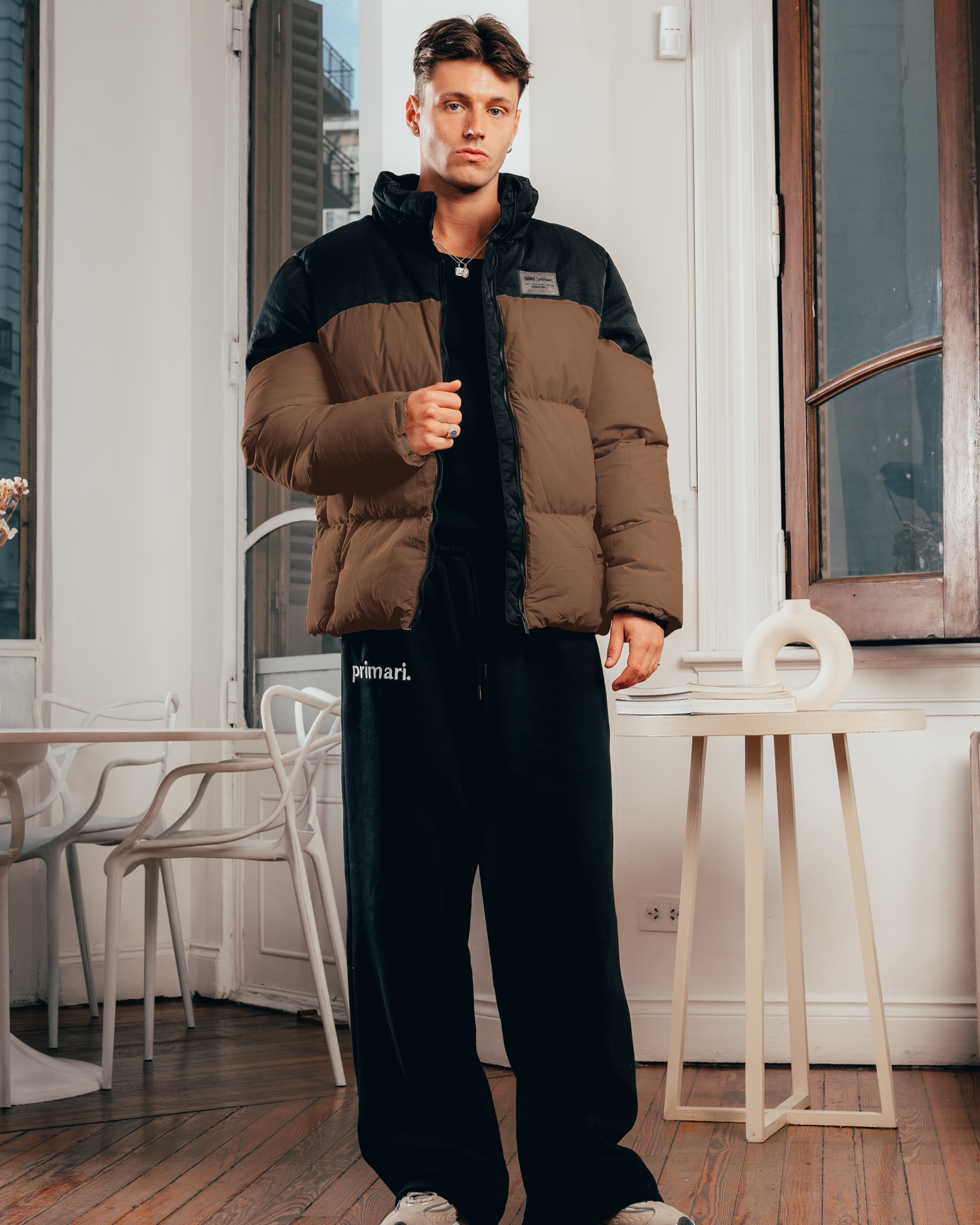 CAMPERA PUFFER [ PRIMARI ] BICOLOR BROWN