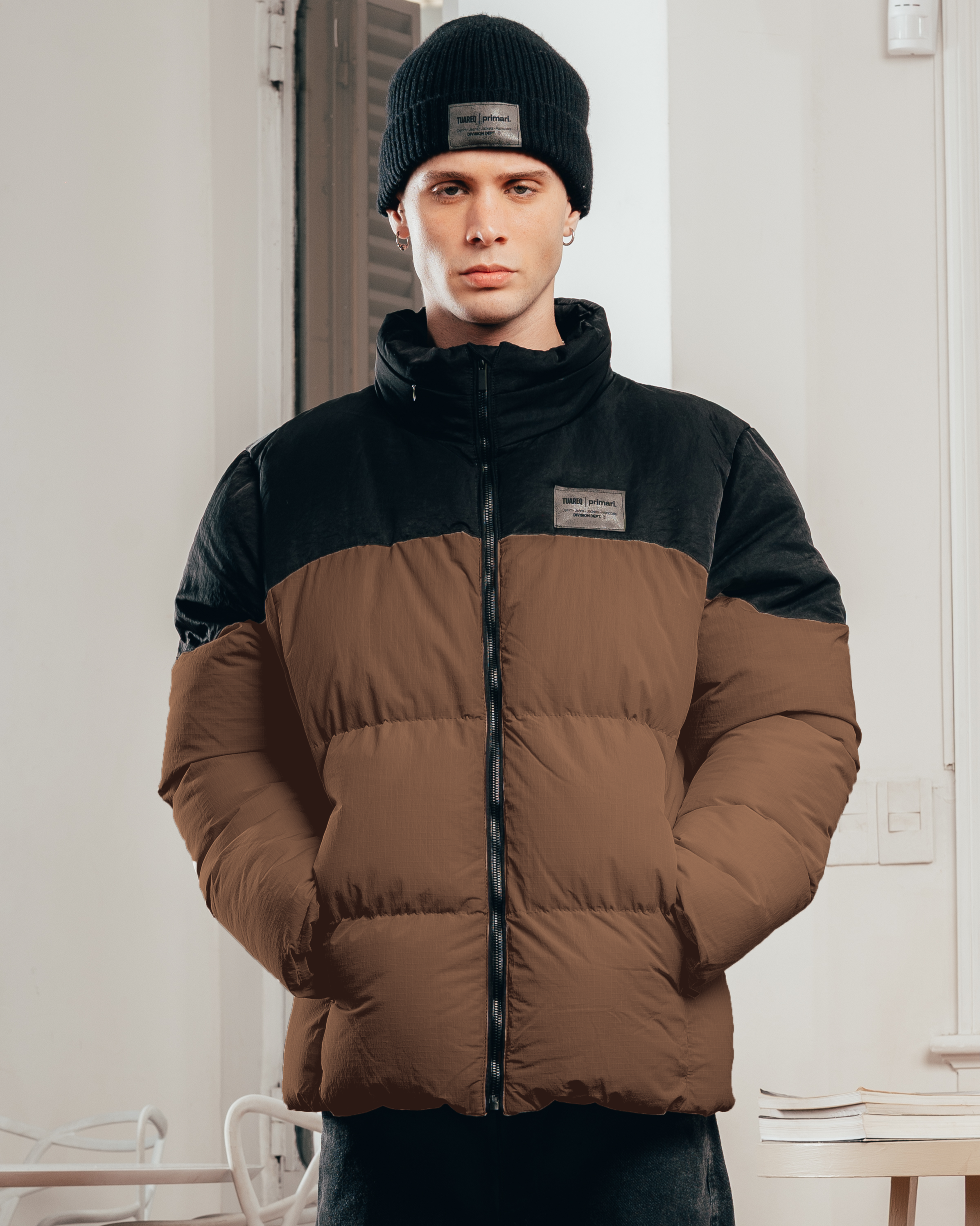 CAMPERA PUFFER [ PRIMARI ] BICOLOR BROWN