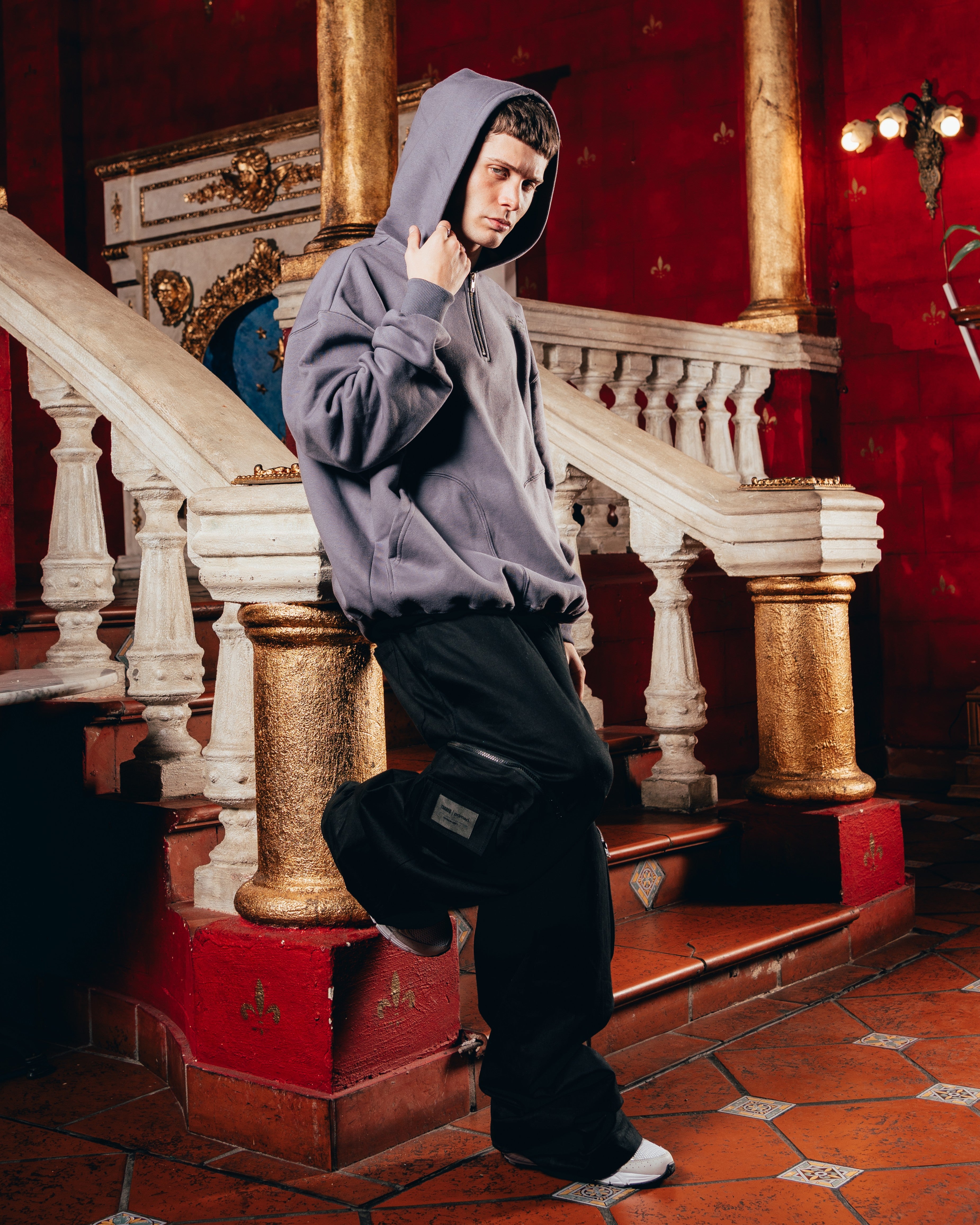 HOODIE OVERSIZED PESADO CON CIERRE [ B2B ] GREY
