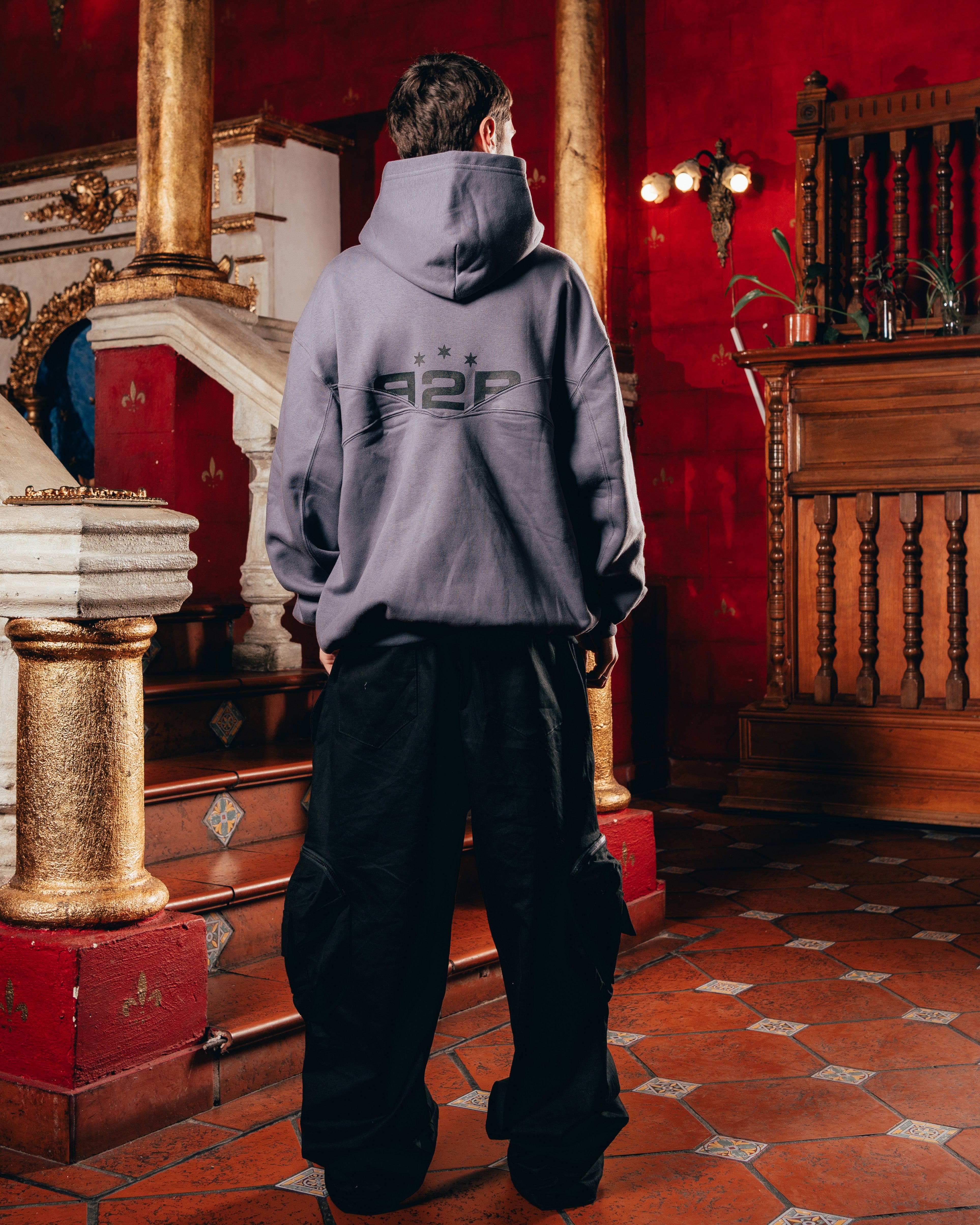 HOODIE OVERSIZED PESADO CON CIERRE [ B2B ] GREY