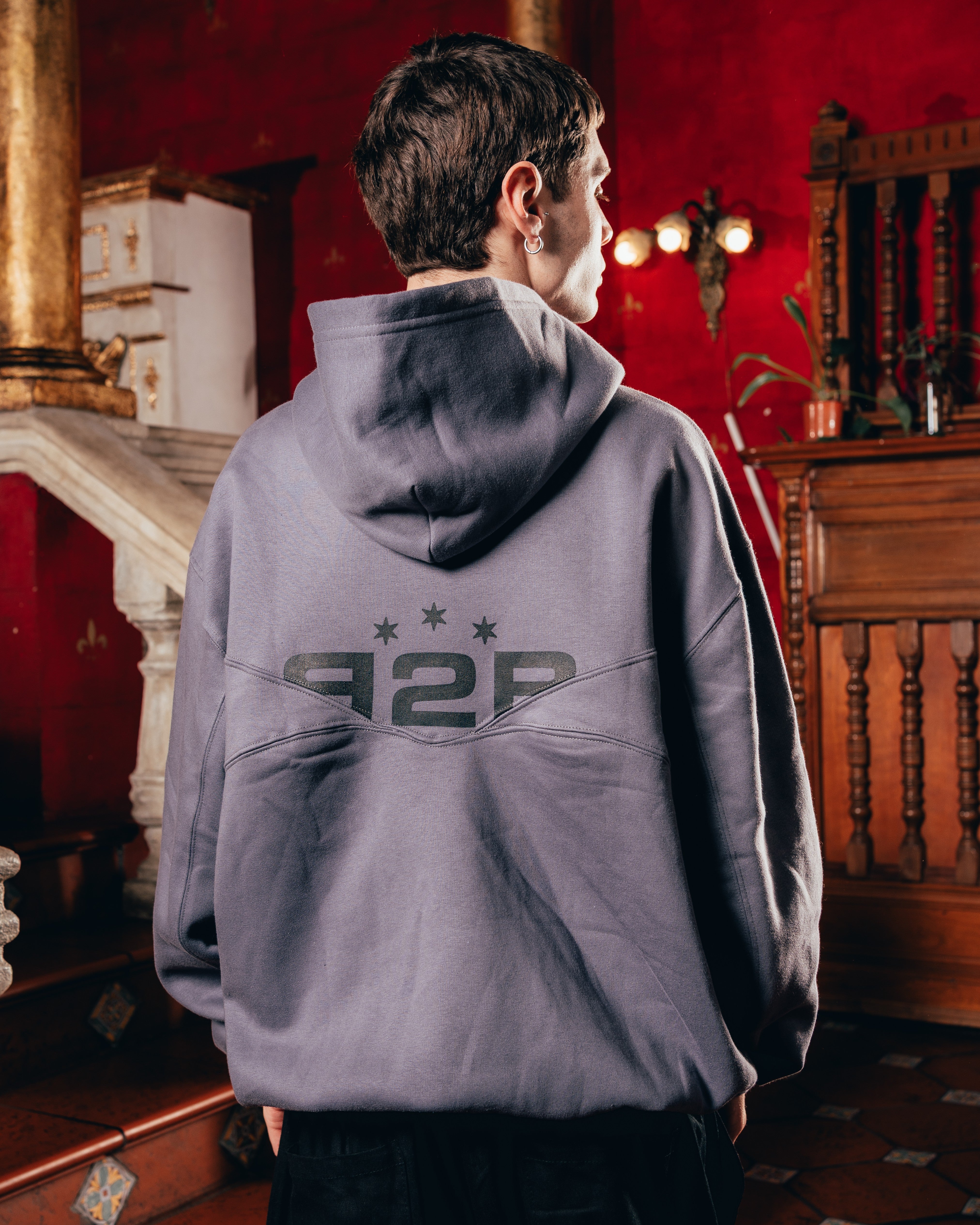 HOODIE OVERSIZED PESADO CON CIERRE [ B2B ] GREY