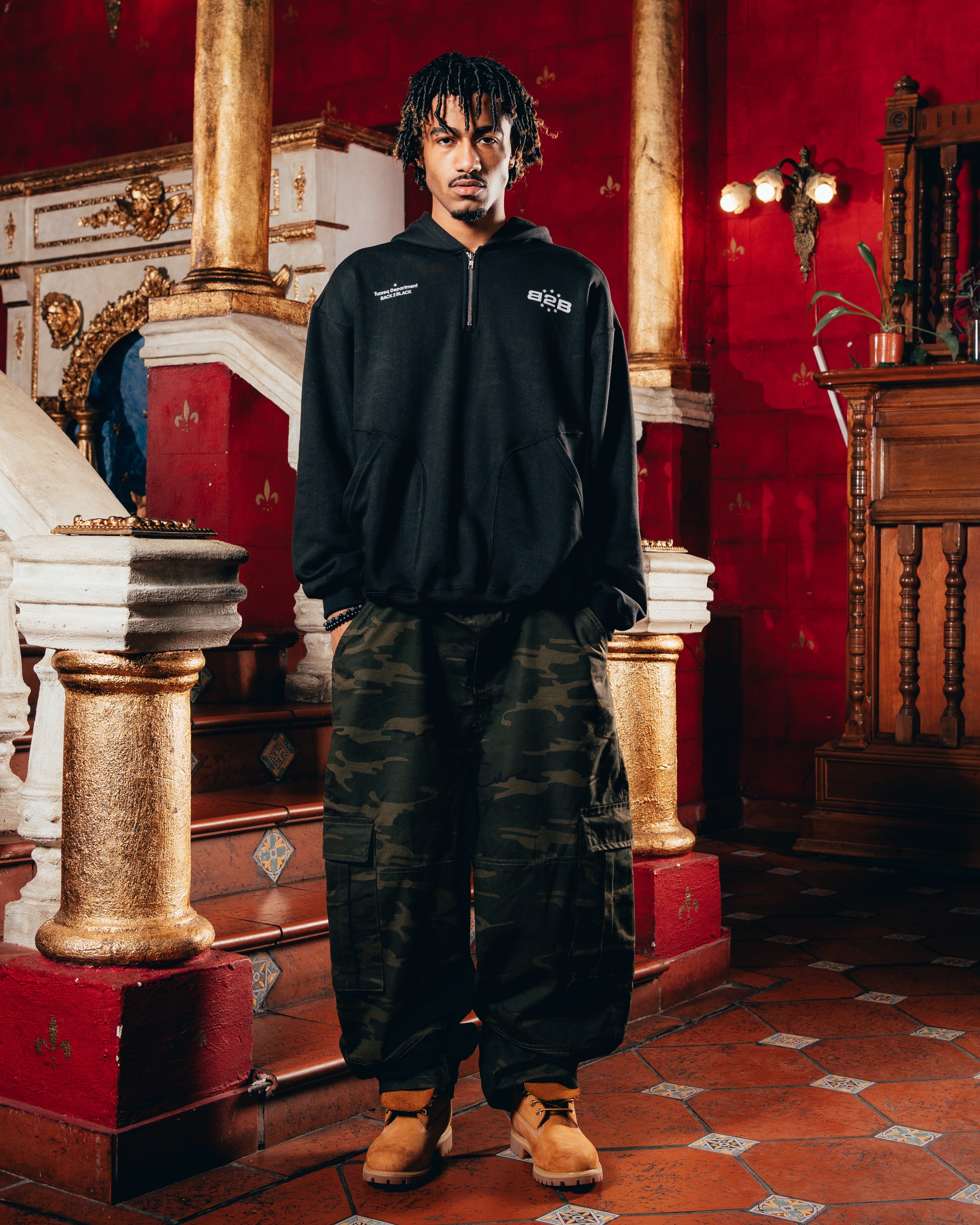 HOODIE OVERSIZED PESADO CON CIERRE [ B2B ] BLACK