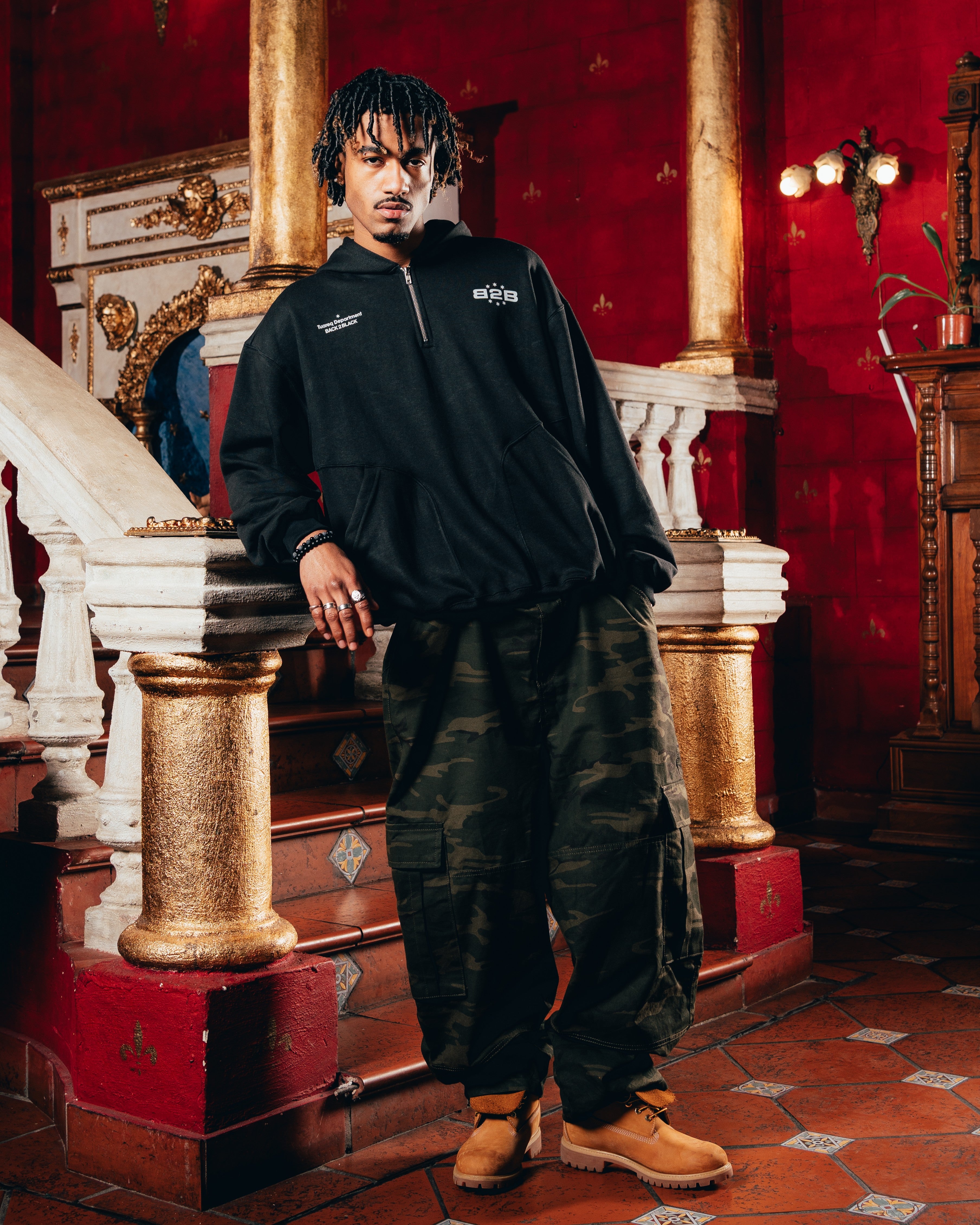 HOODIE OVERSIZED PESADO CON CIERRE [ B2B ] BLACK