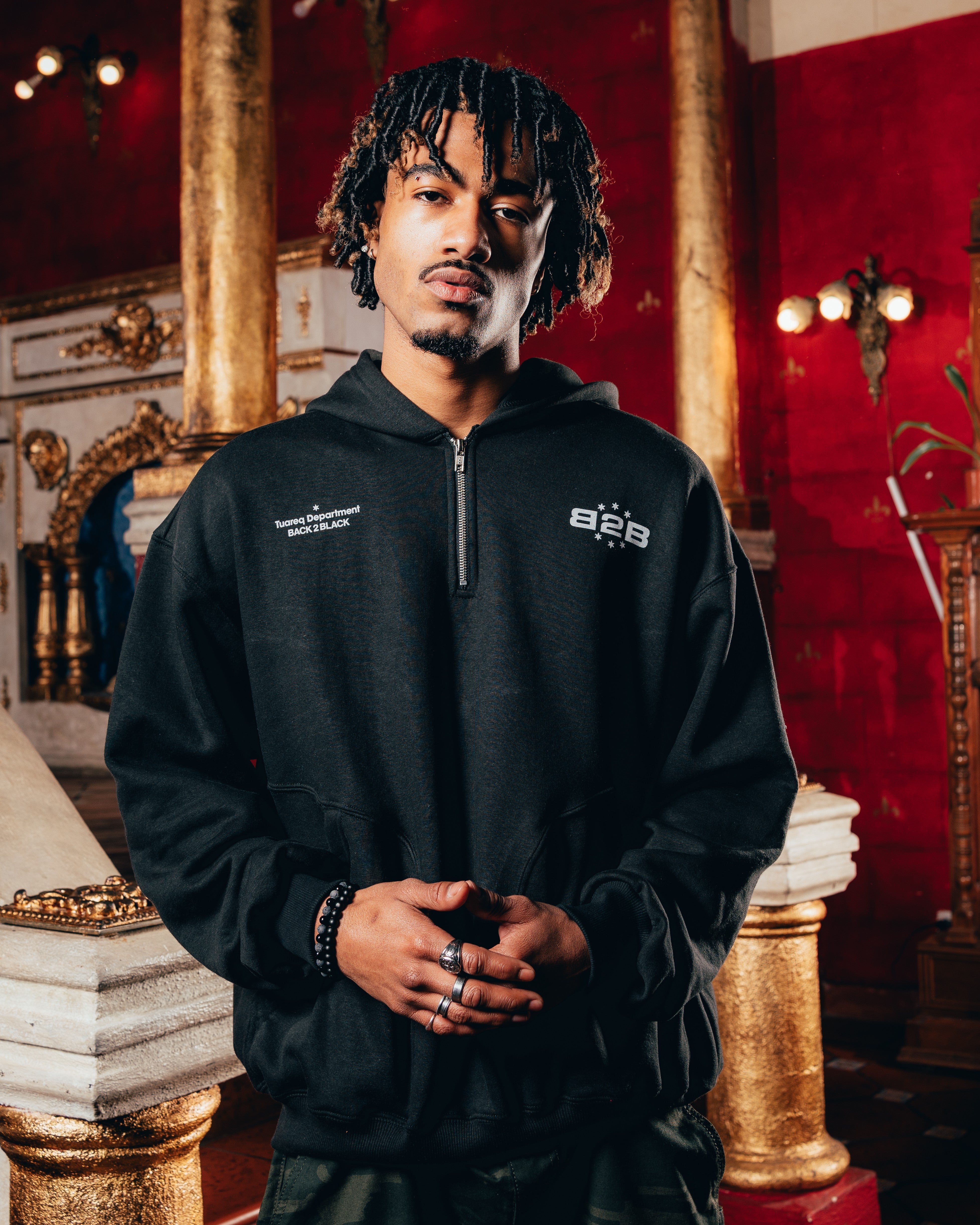 HOODIE OVERSIZED PESADO CON CIERRE [ B2B ] BLACK