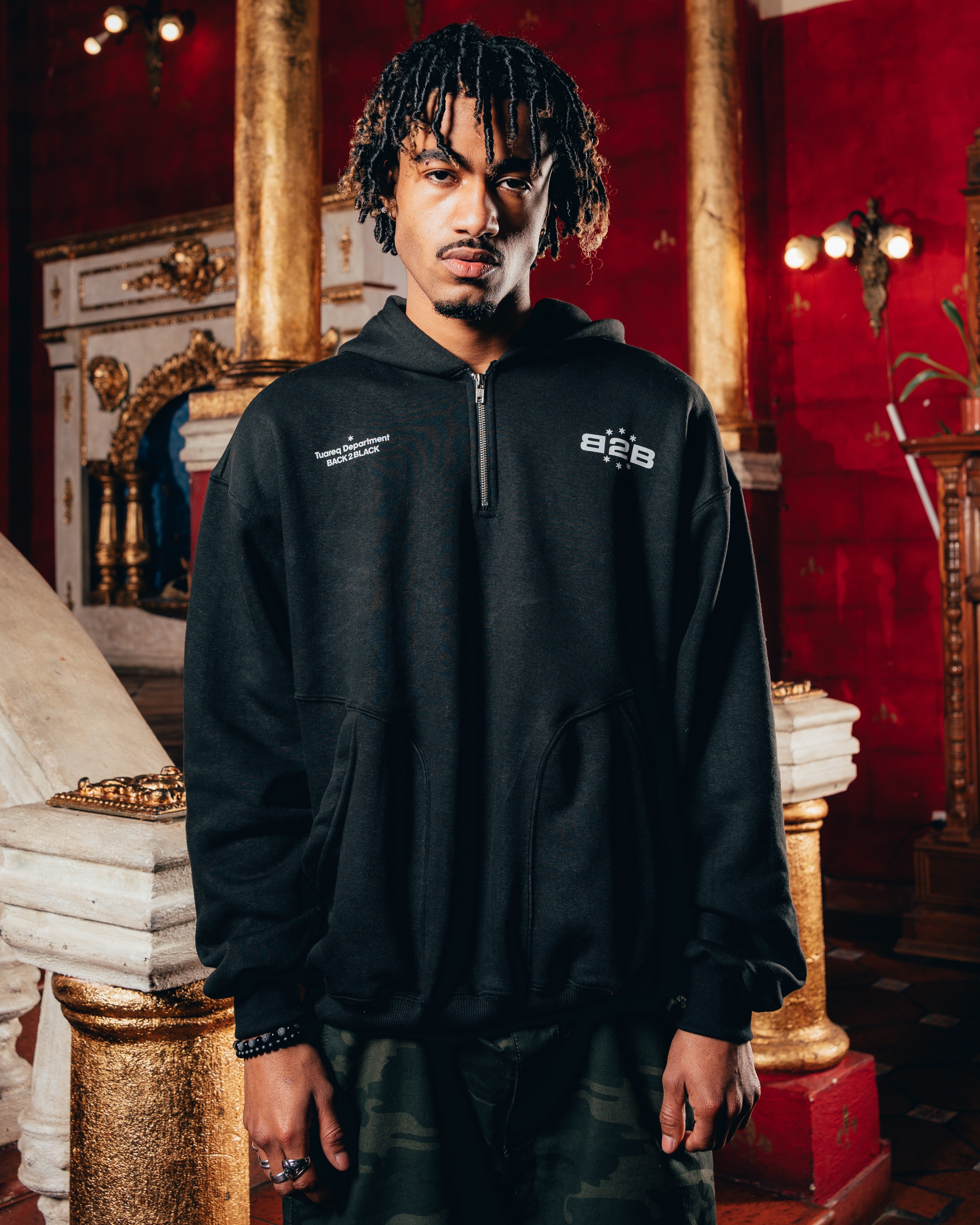 HOODIE OVERSIZED PESADO CON CIERRE [ B2B ] BLACK