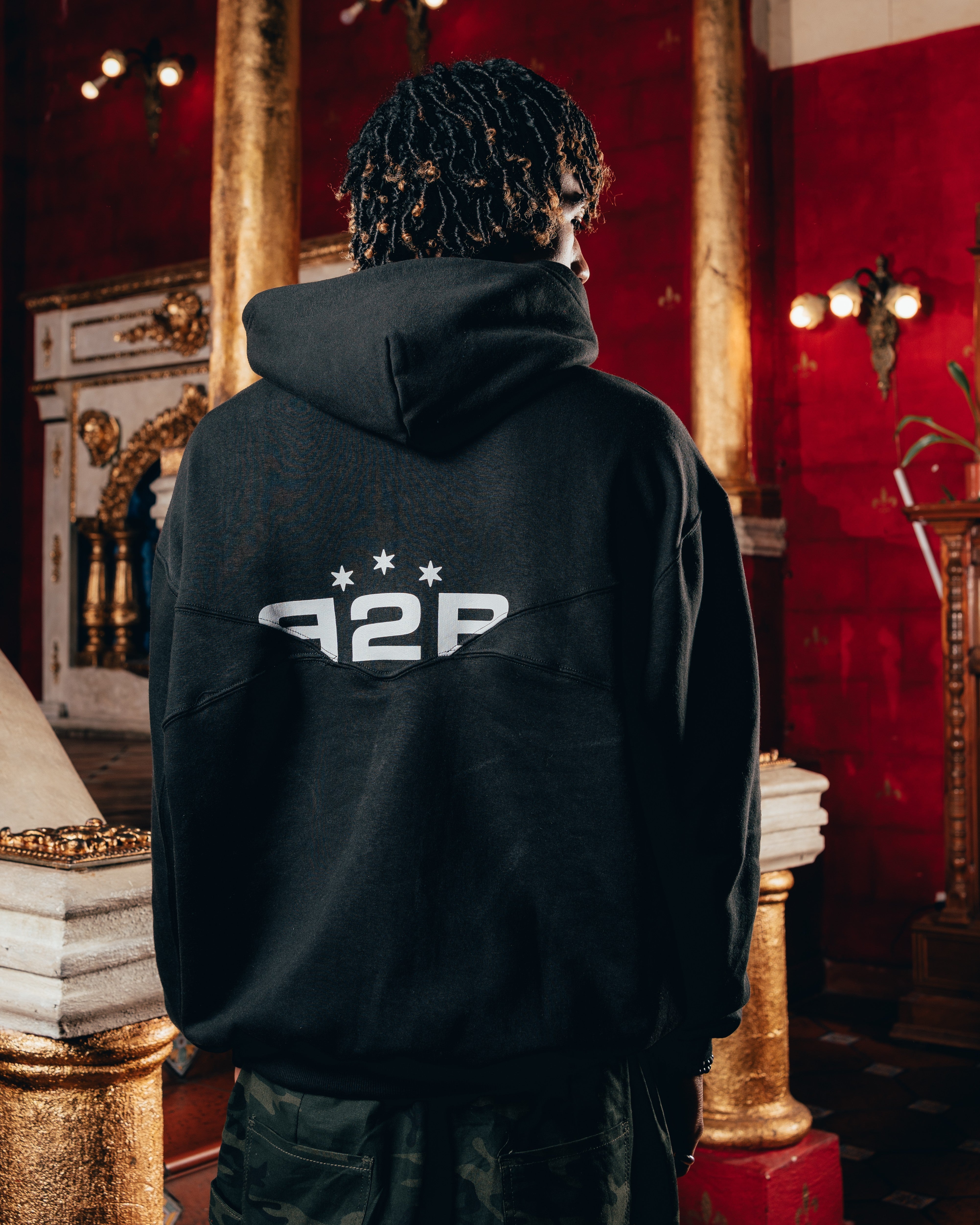HOODIE OVERSIZED PESADO CON CIERRE [ B2B ] BLACK