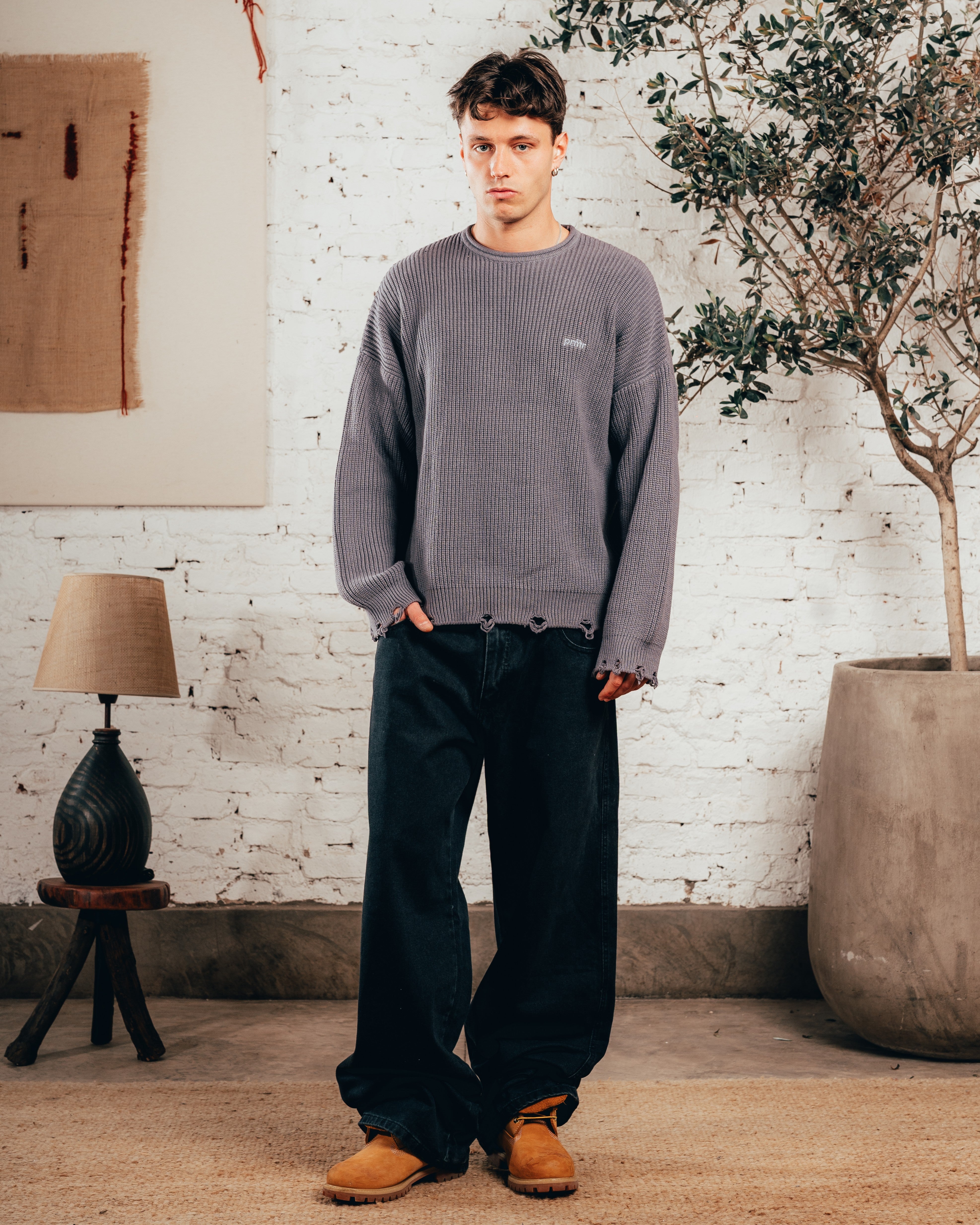SWEATER TEJIDO PESADO [ PRIMARI ] GRIS PLOMO