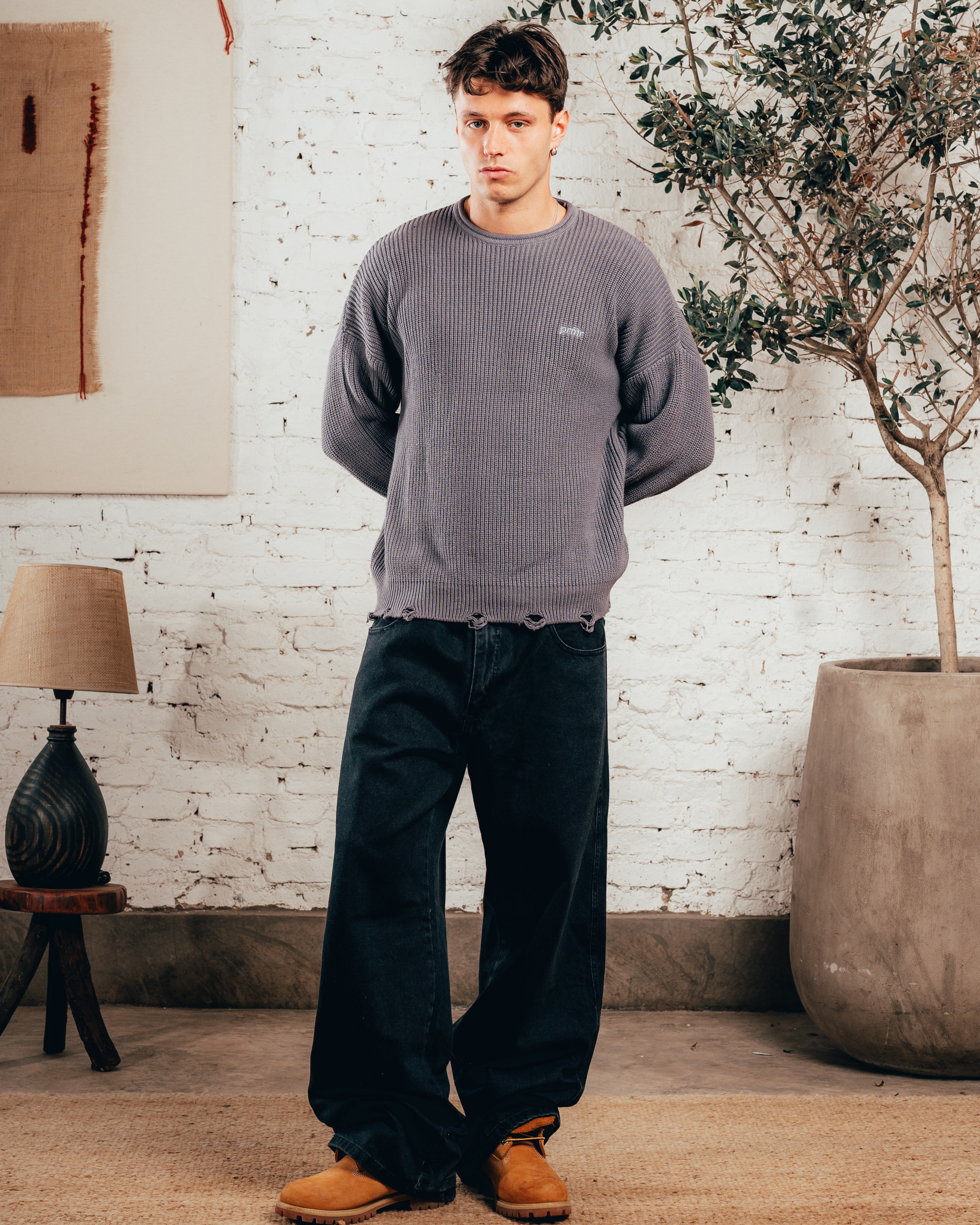 SWEATER TEJIDO PESADO [ PRIMARI ] GRIS PLOMO
