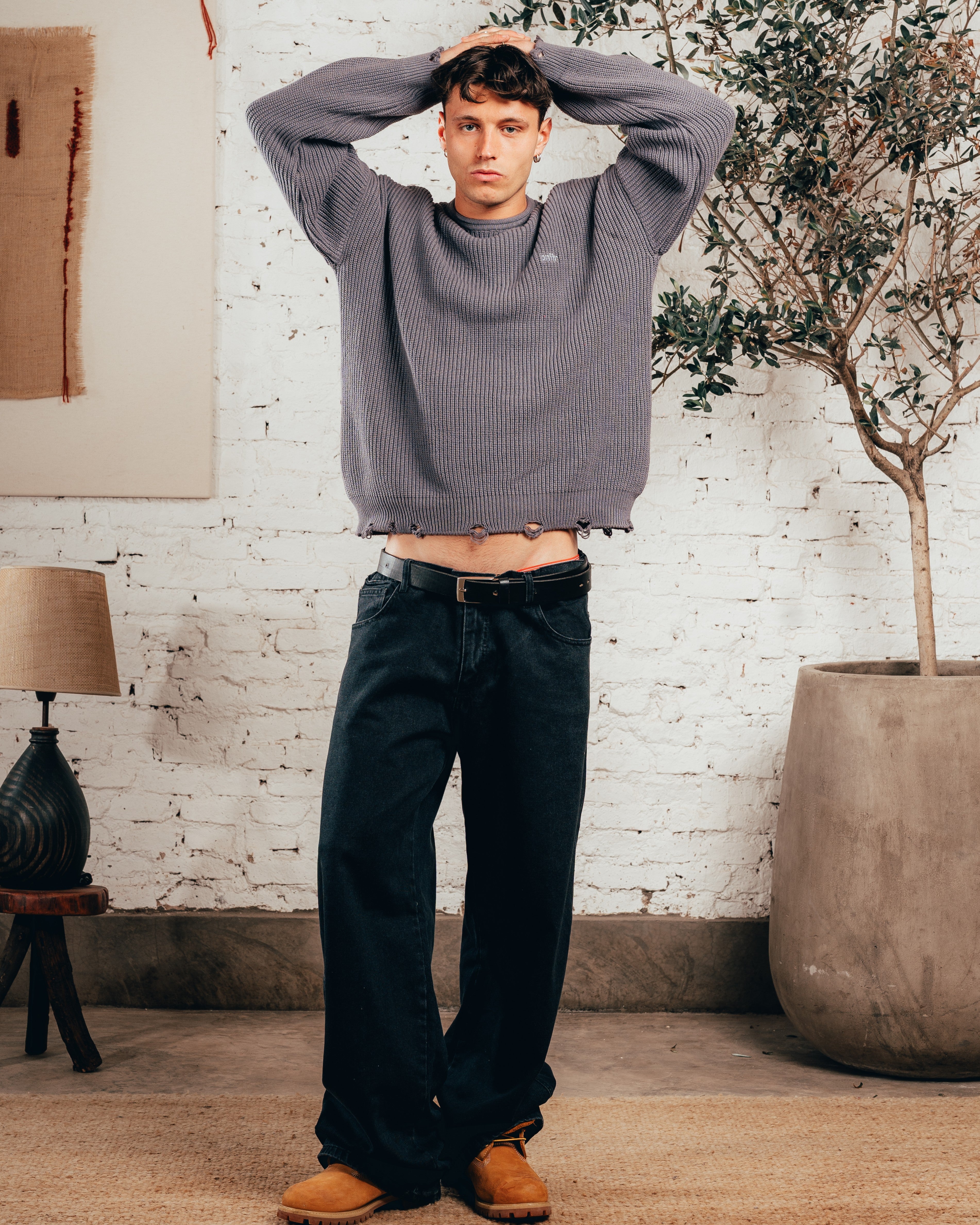 SWEATER TEJIDO PESADO [ PRIMARI ] GRIS PLOMO
