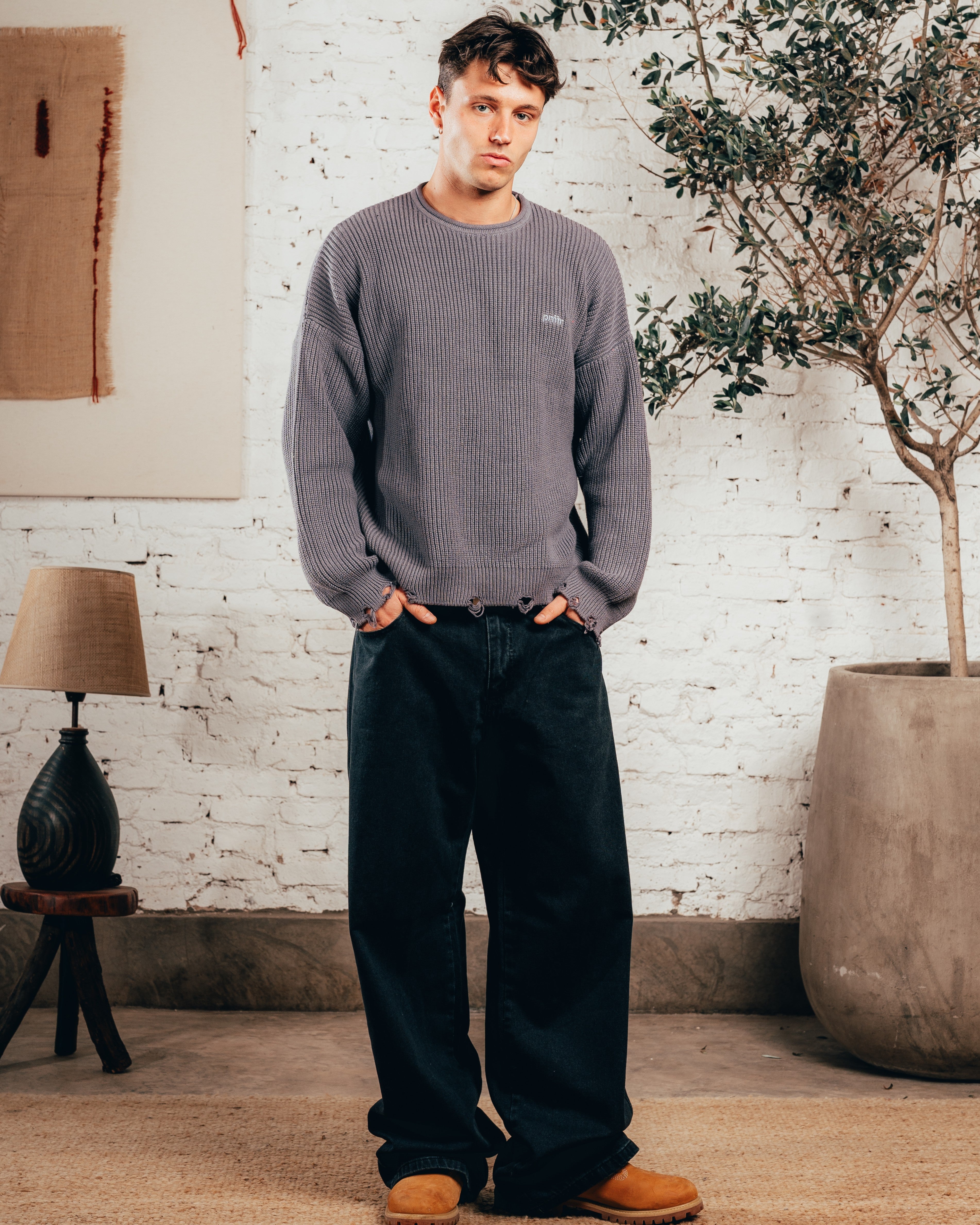 SWEATER TEJIDO PESADO [ PRIMARI ] GRIS PLOMO
