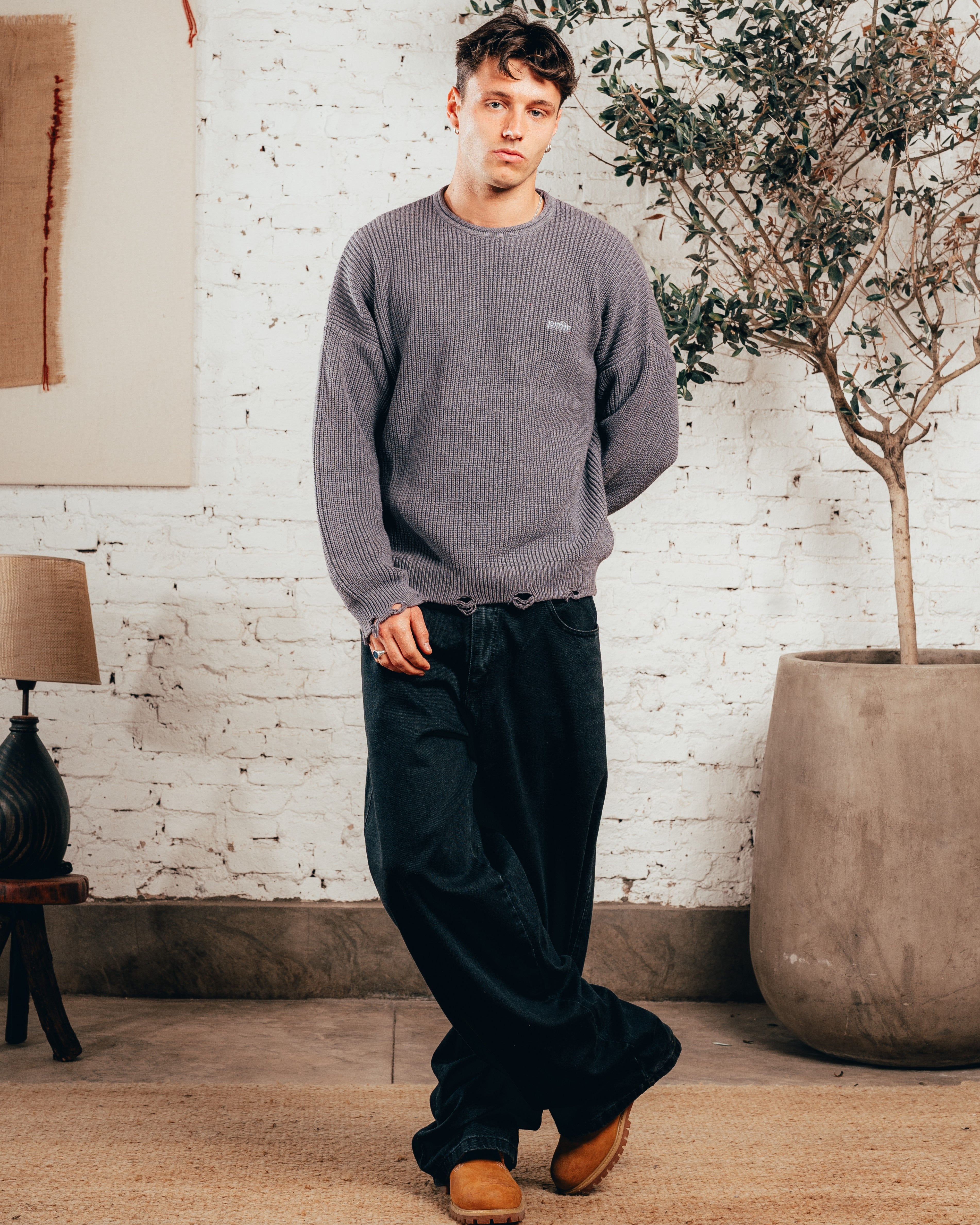 SWEATER TEJIDO PESADO [ PRIMARI ] GRIS PLOMO