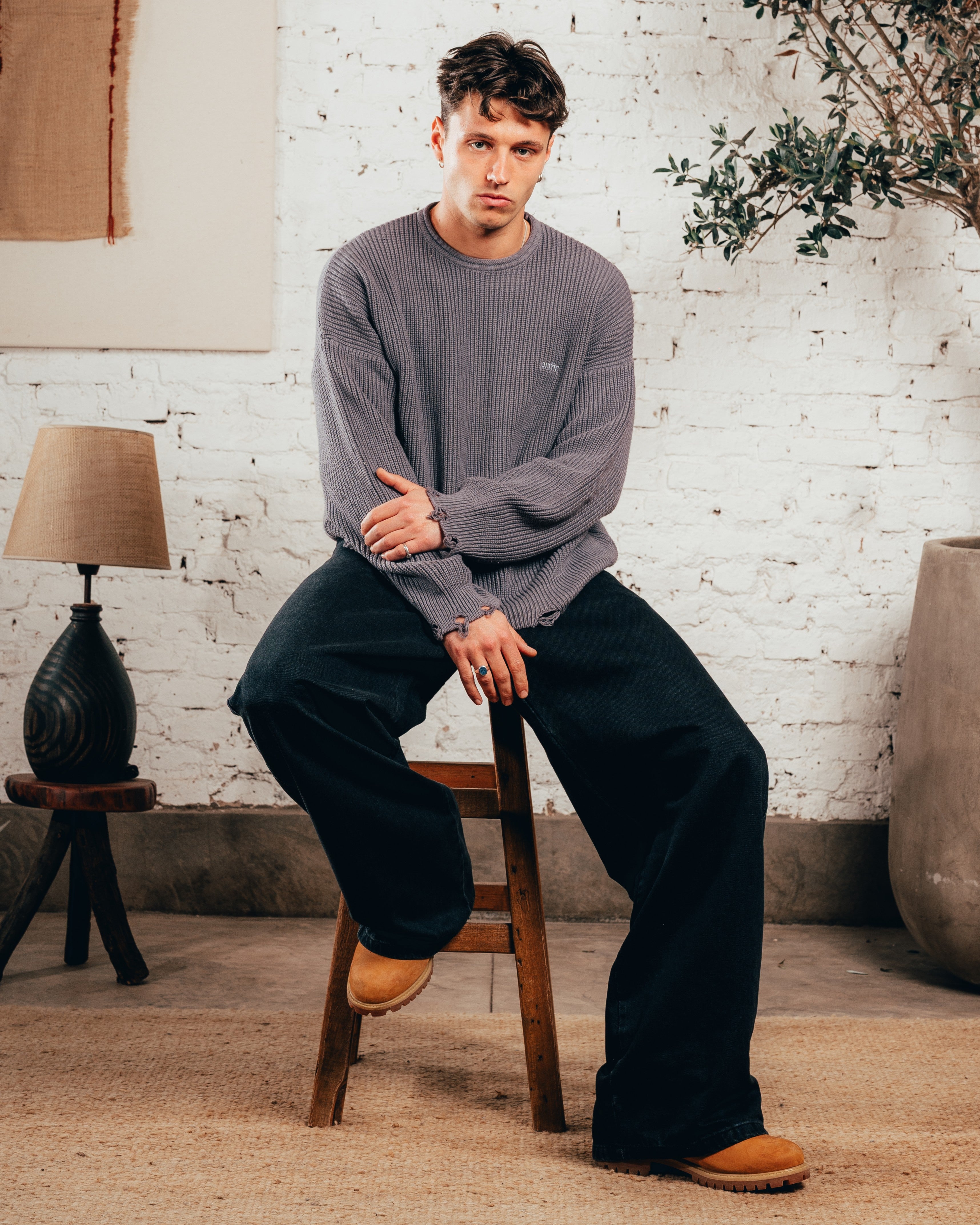 SWEATER TEJIDO PESADO [ PRIMARI ] GRIS PLOMO