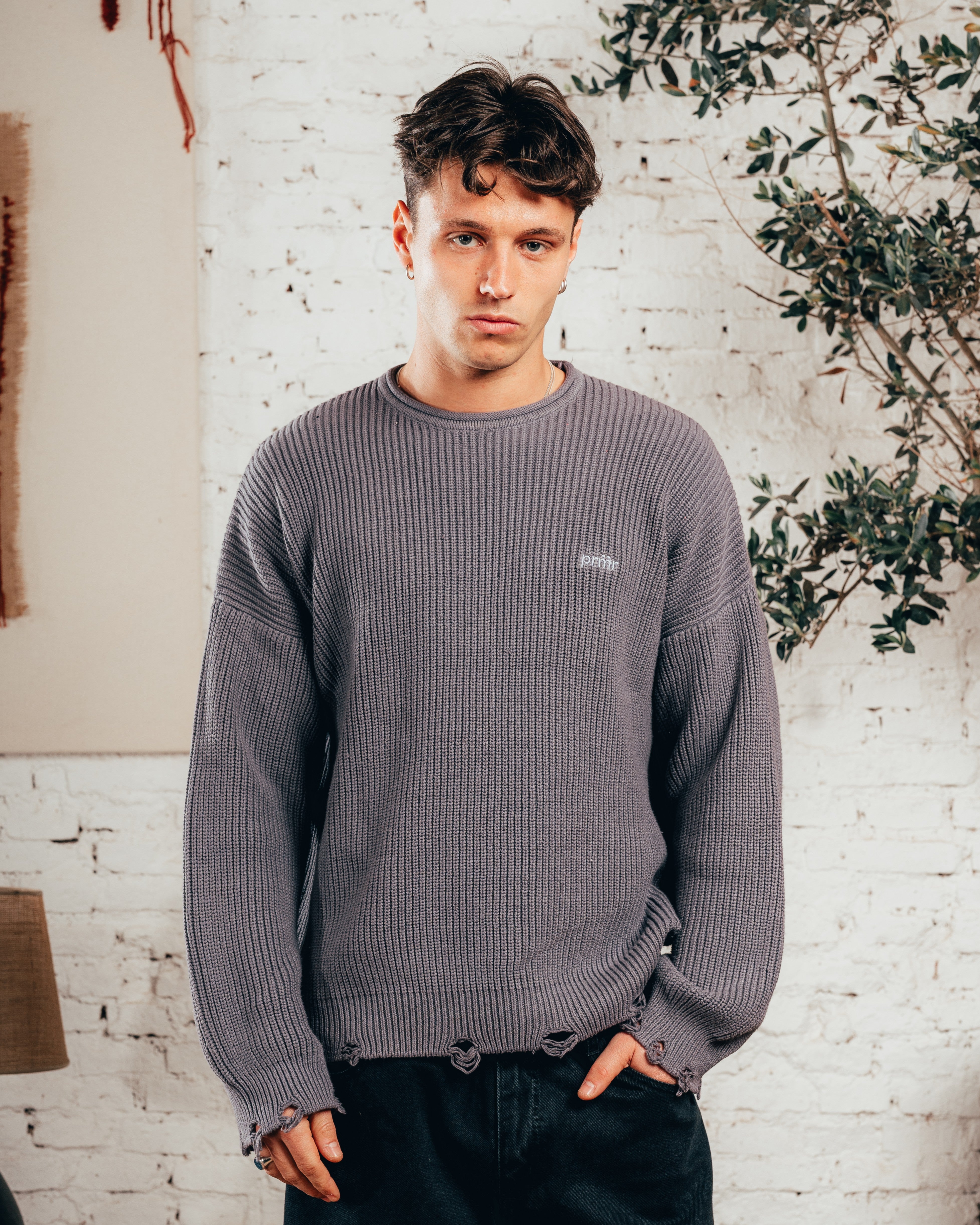 SWEATER TEJIDO PESADO [ PRIMARI ] GRIS PLOMO
