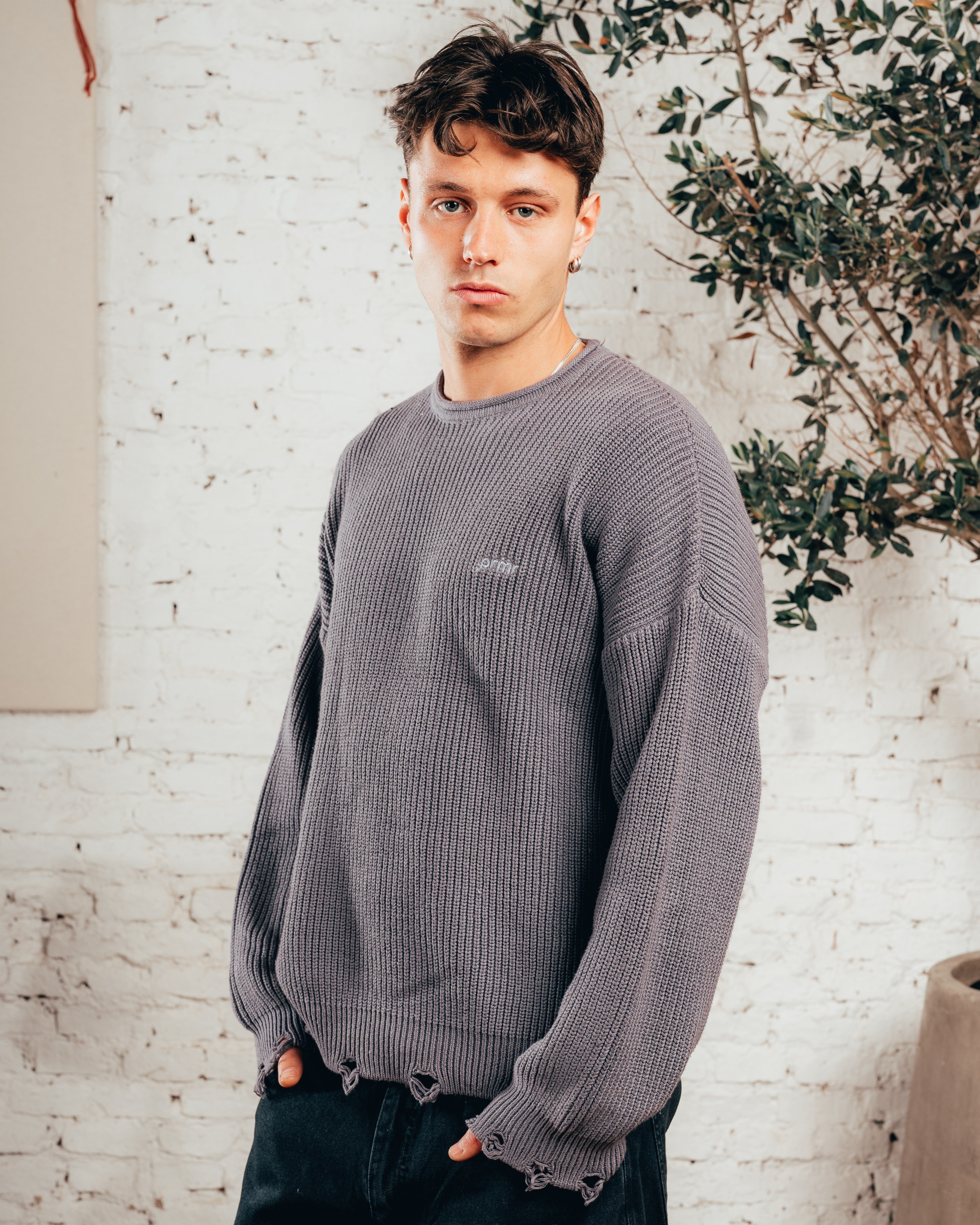 SWEATER TEJIDO PESADO [ PRIMARI ] GRIS PLOMO
