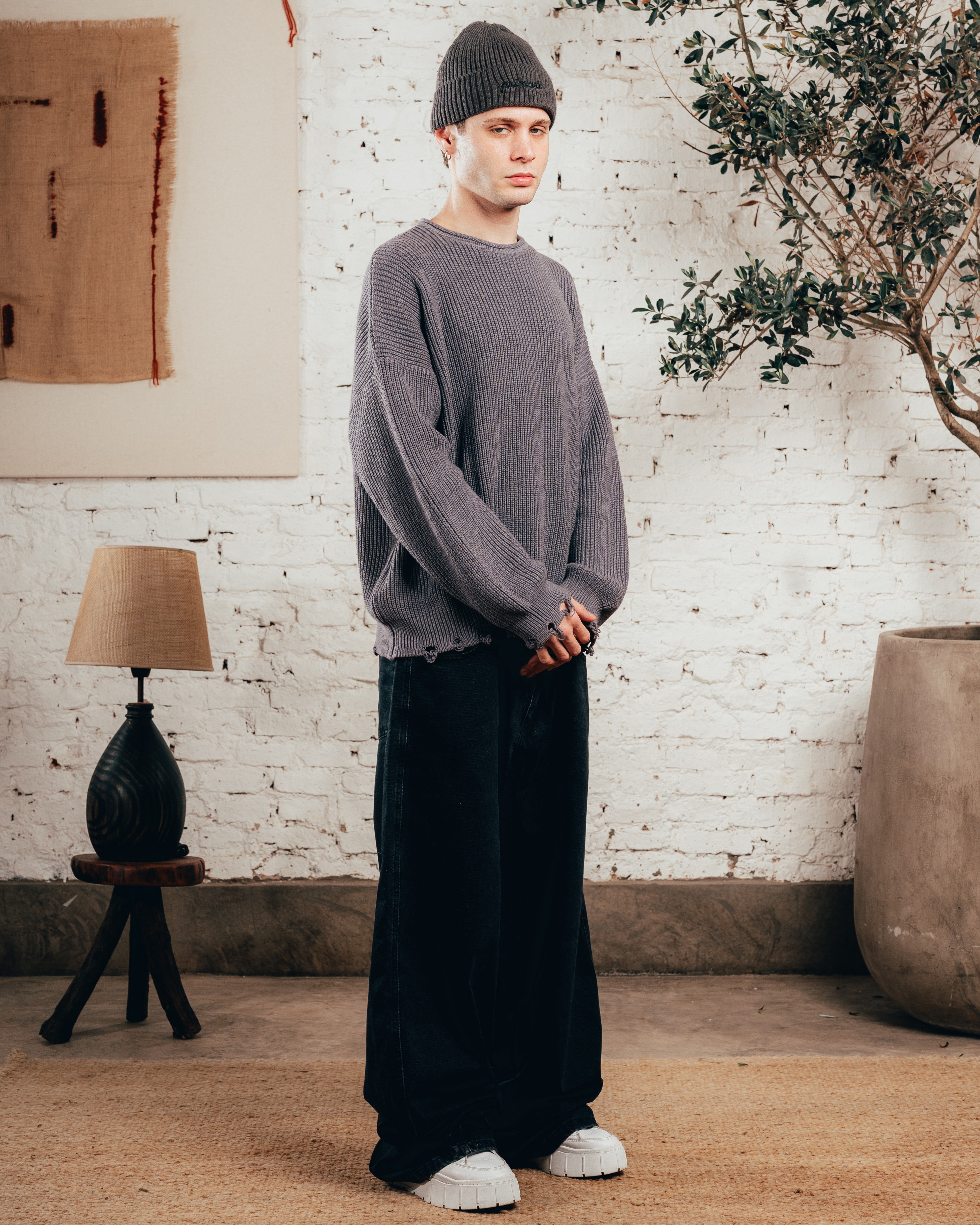 SWEATER TEJIDO PESADO [ PRIMARI ] GRIS PLOMO