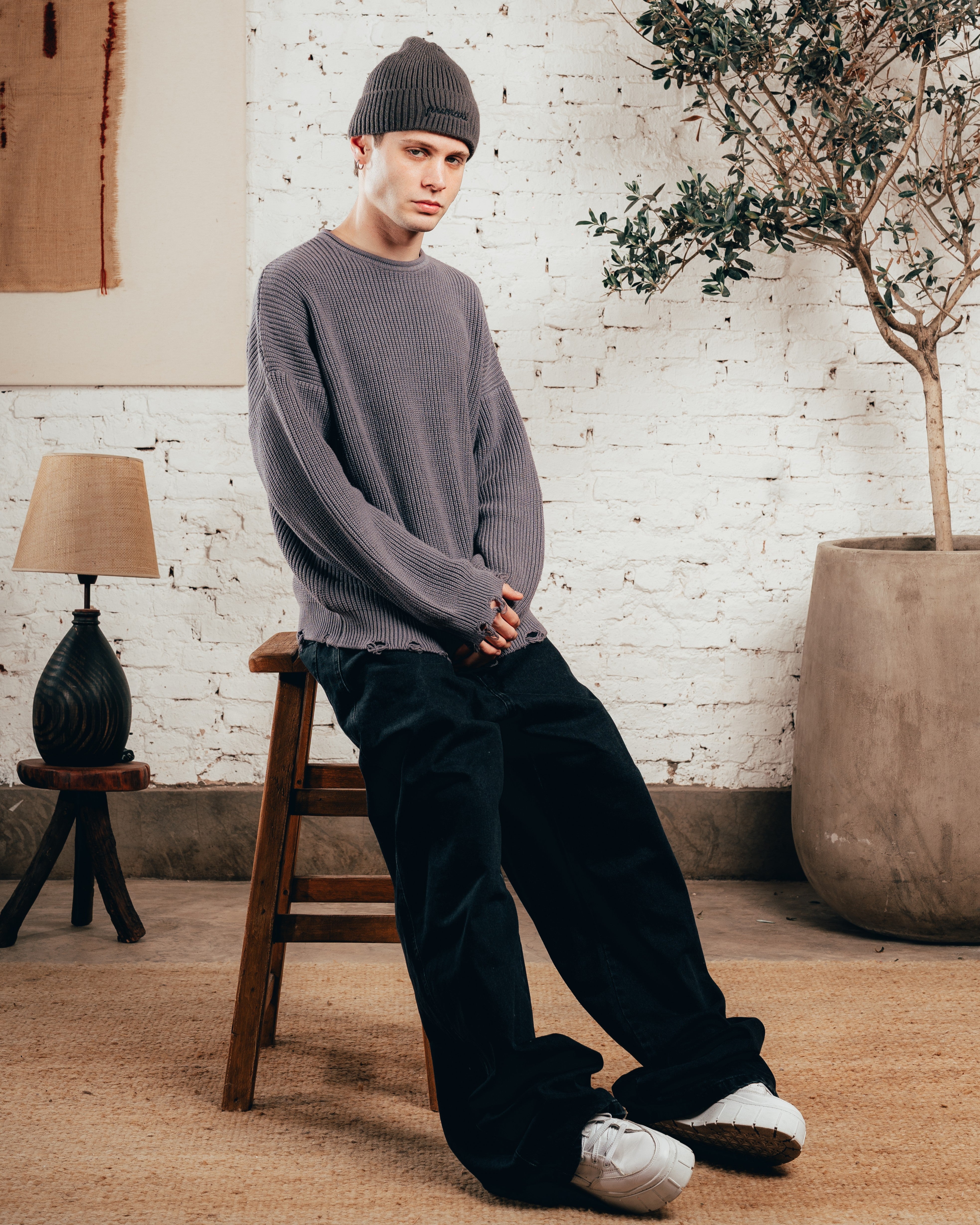 SWEATER TEJIDO PESADO [ PRIMARI ] GRIS PLOMO