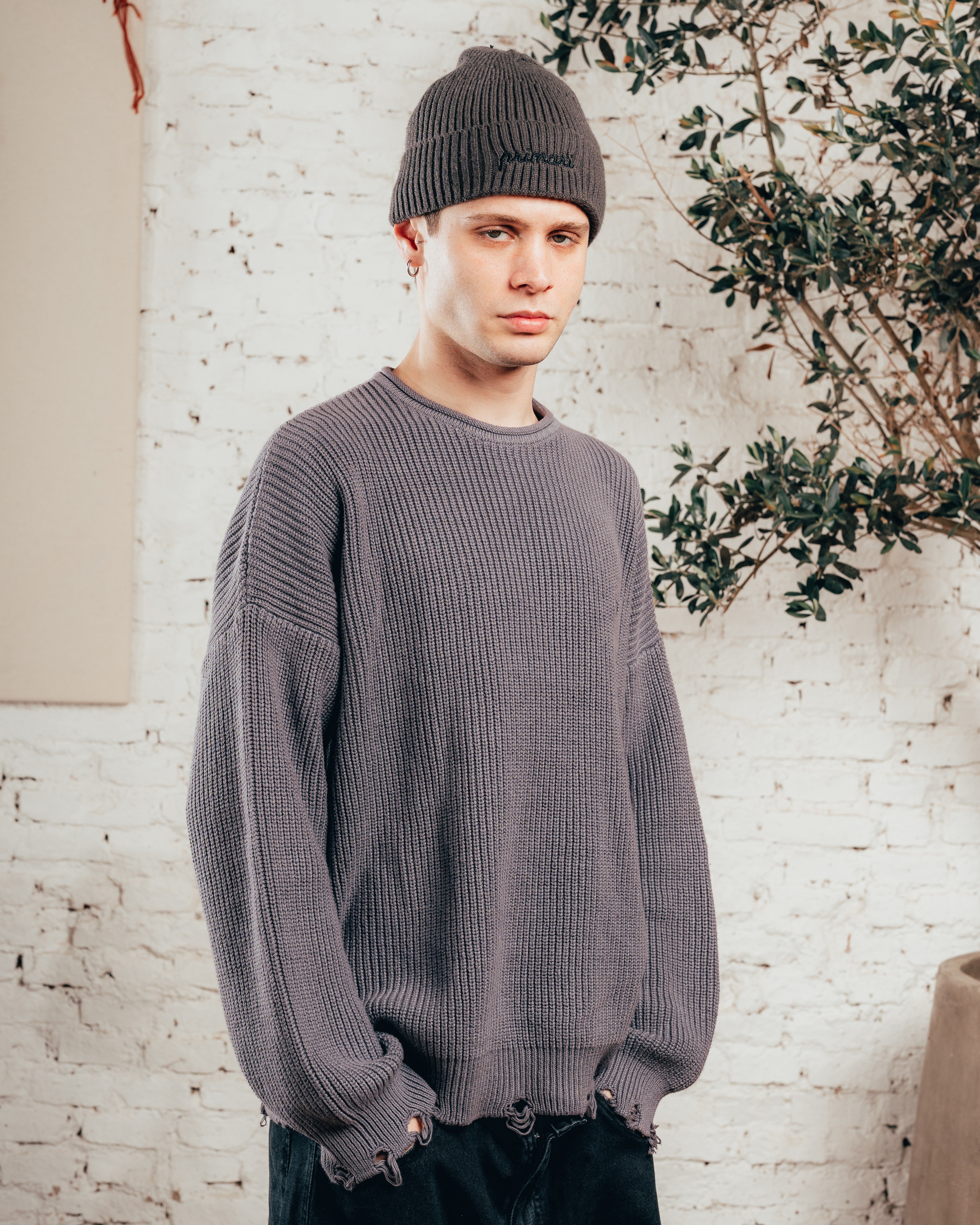 SWEATER TEJIDO PESADO [ PRIMARI ] GRIS PLOMO