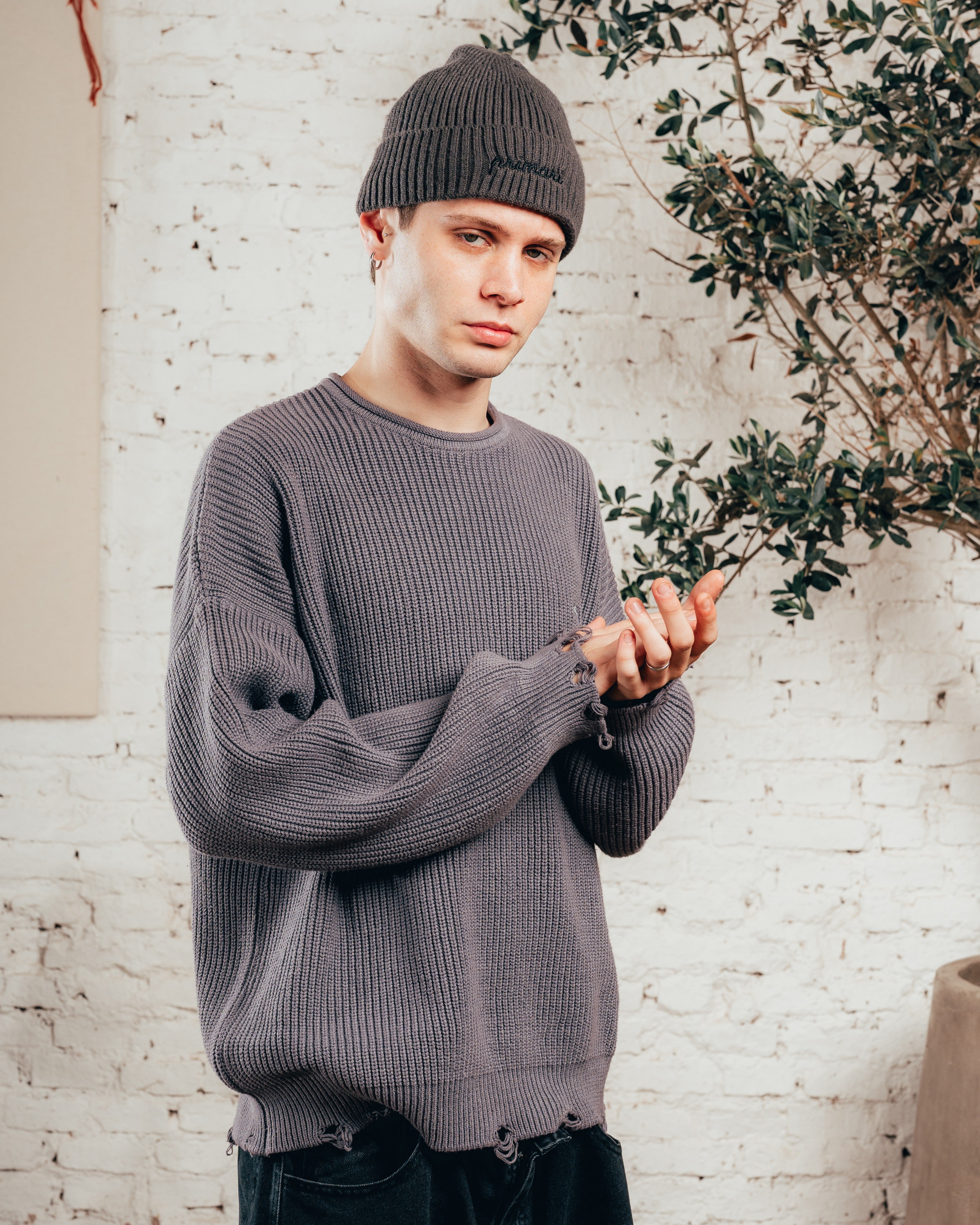 SWEATER TEJIDO PESADO [ PRIMARI ] GRIS PLOMO
