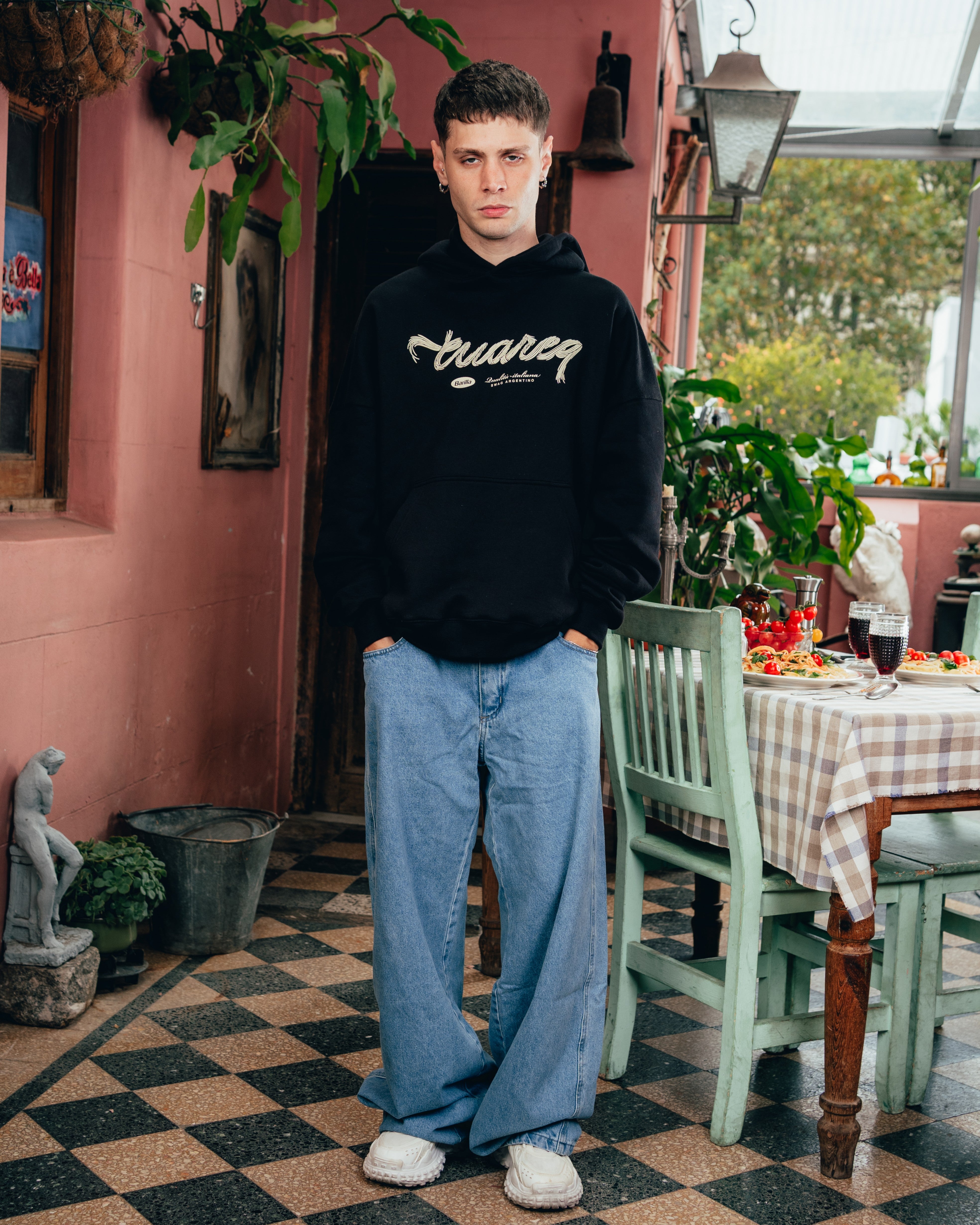HOODIE [ BARILLA ] SPAGUETTI BLACK