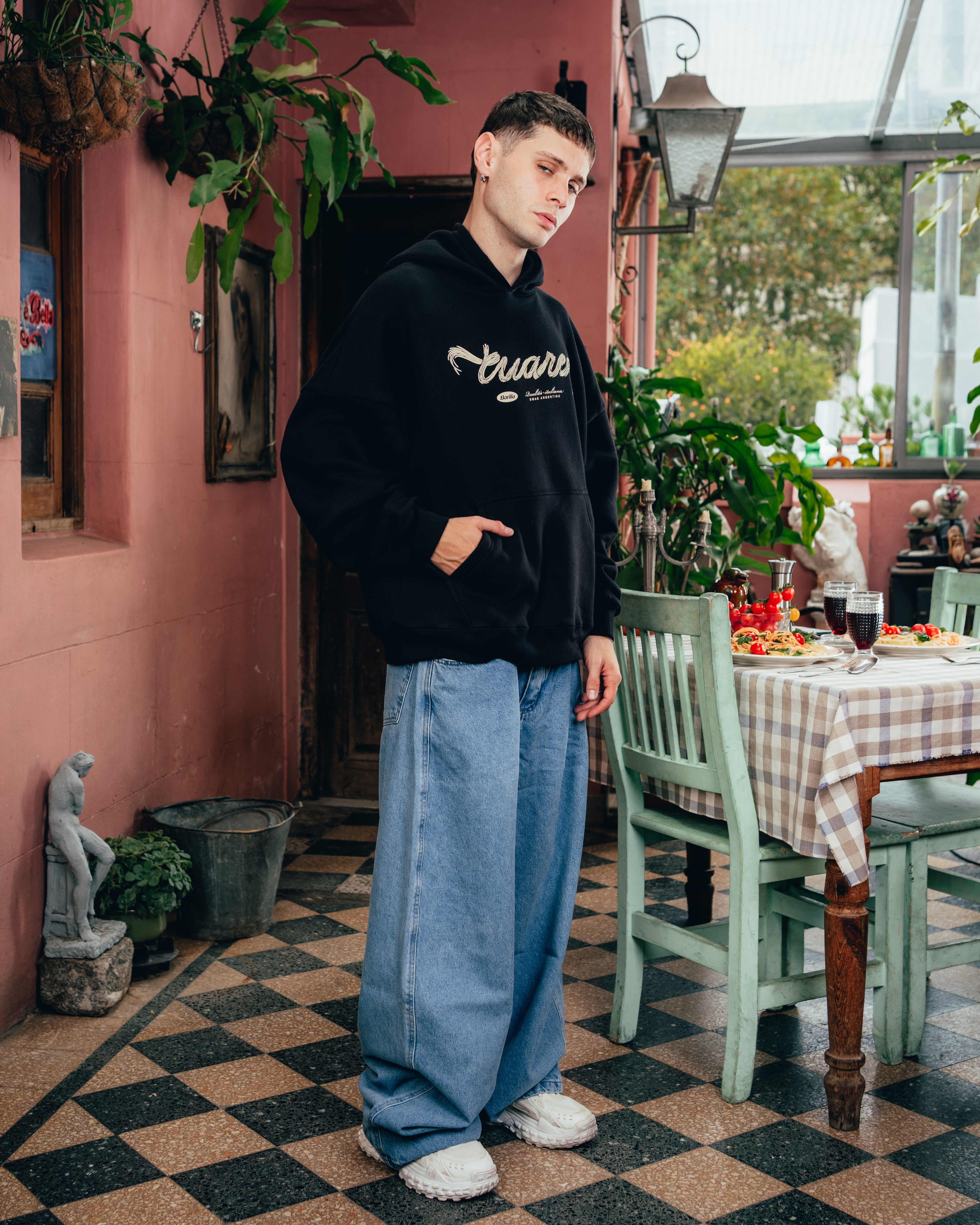 HOODIE [ BARILLA ] SPAGUETTI BLACK