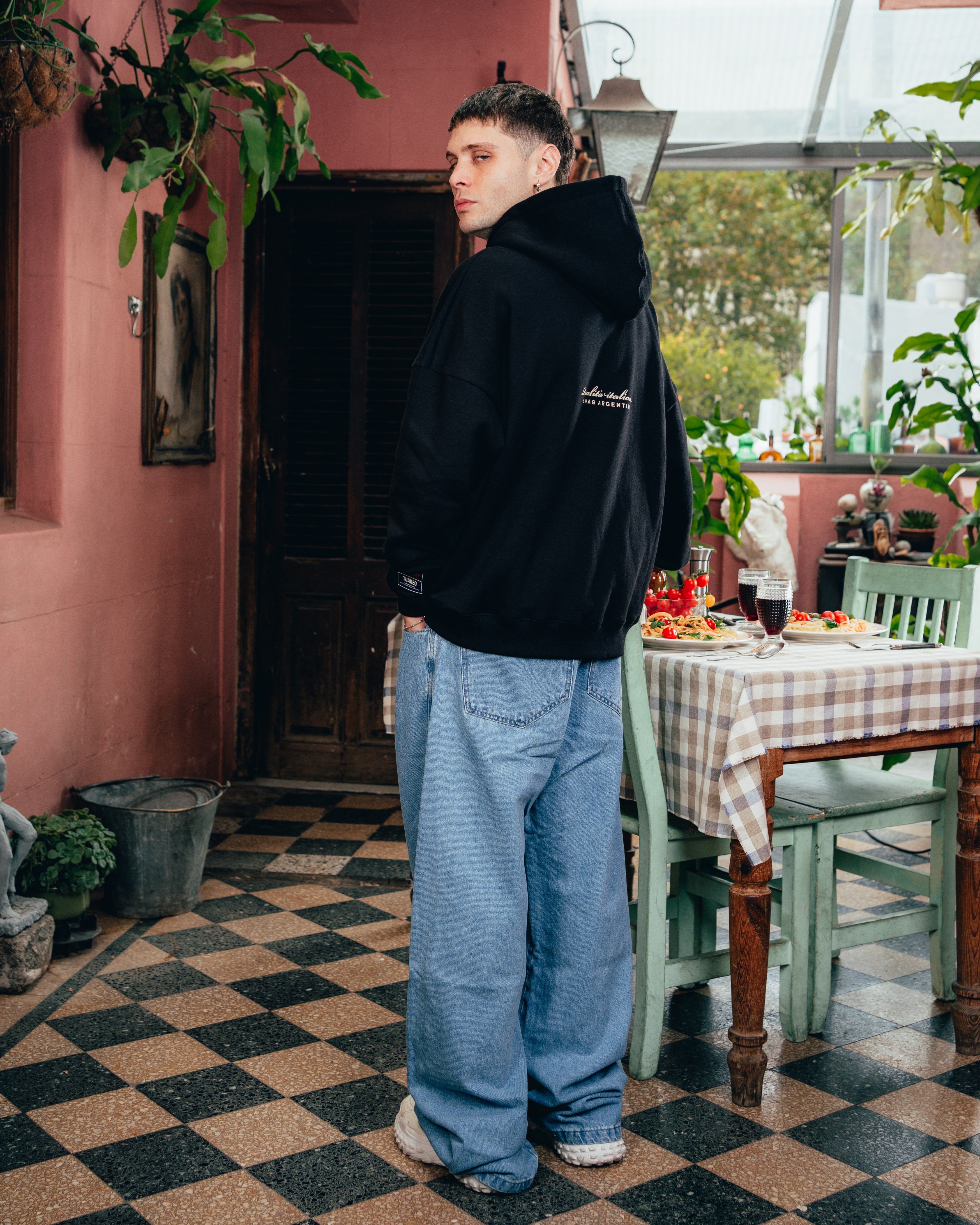 HOODIE [ BARILLA ] SPAGUETTI BLACK