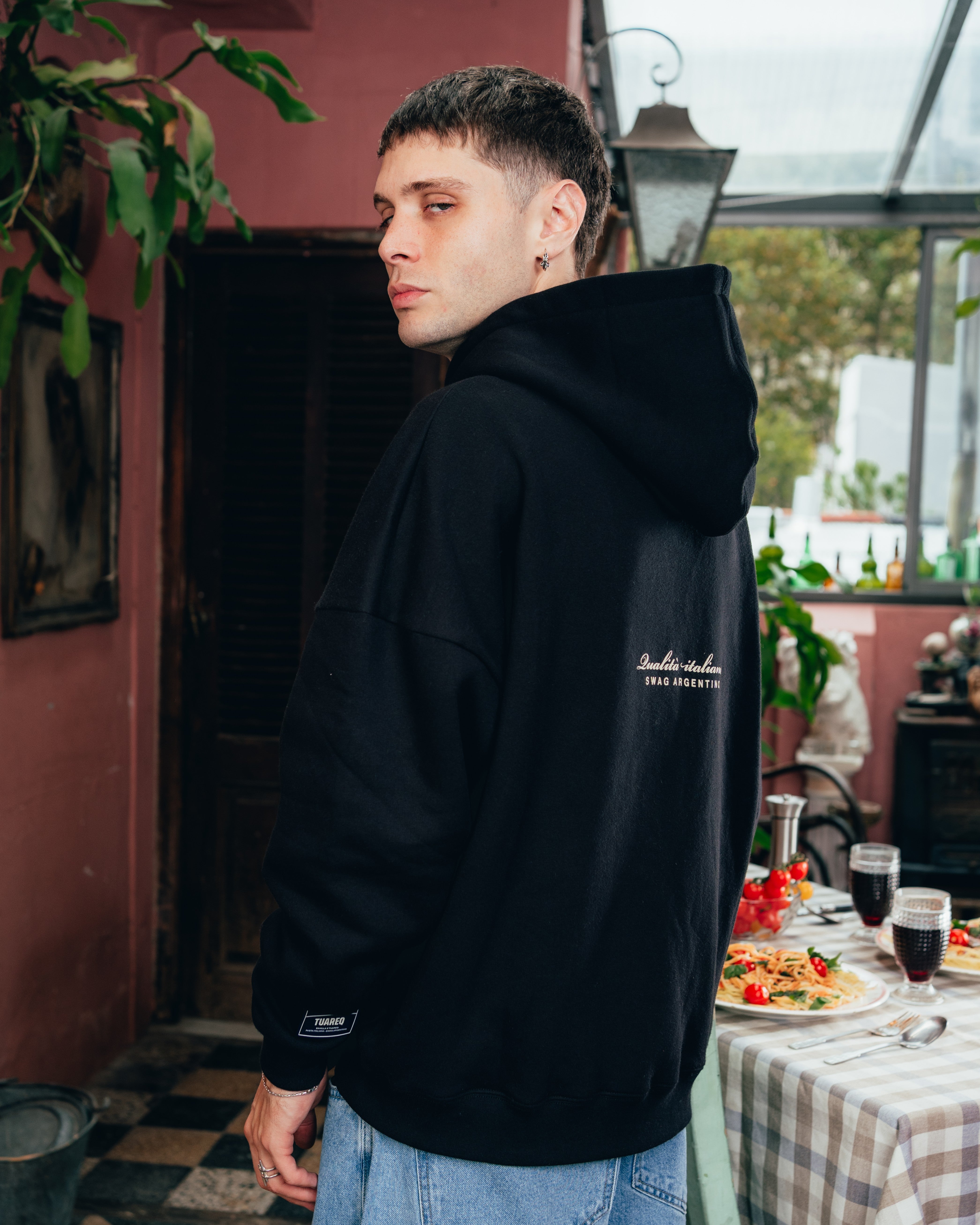 HOODIE [ BARILLA ] SPAGUETTI BLACK